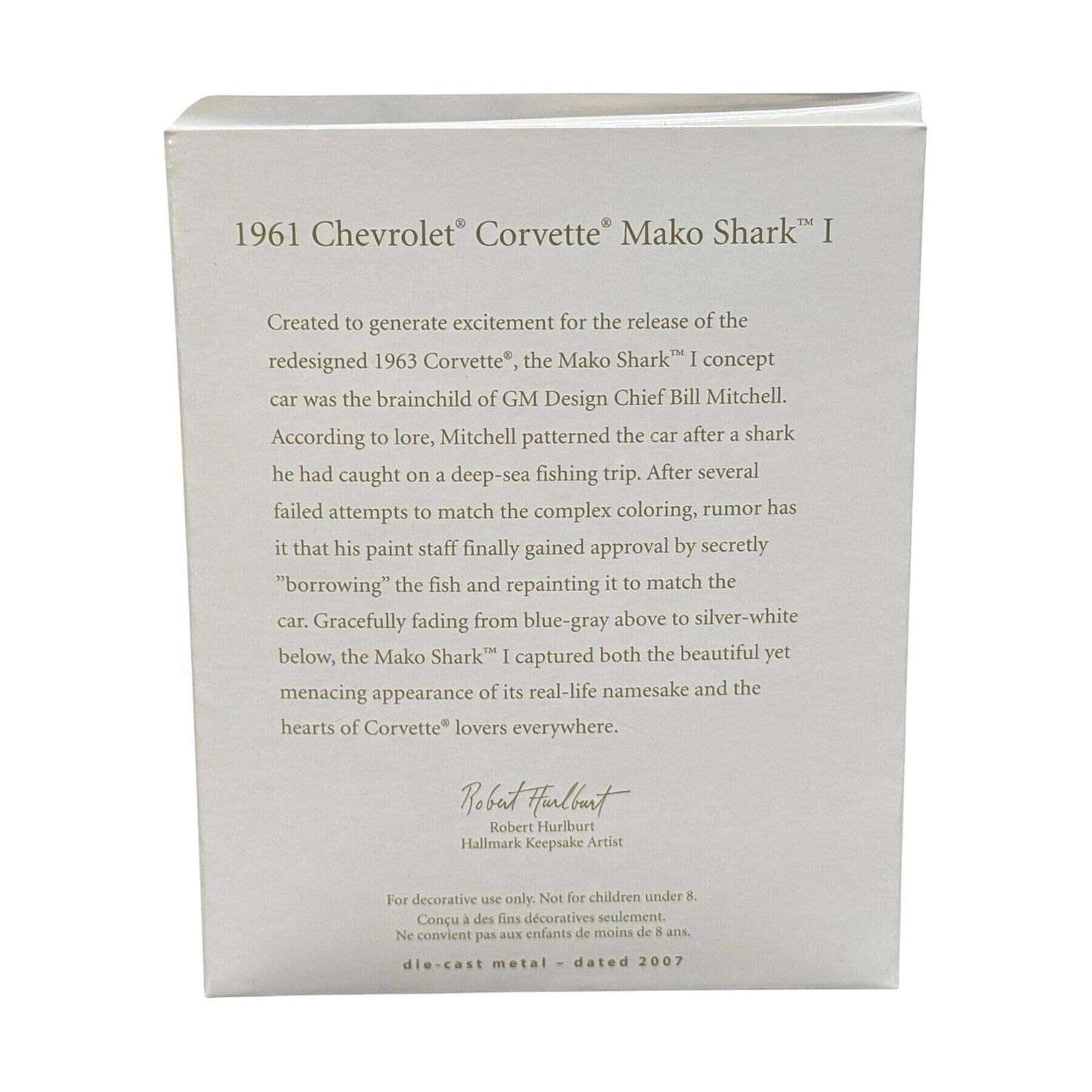2007 Hallmark Ornament (1961) Corvette Mako Shark I Hallmark Ornament (Classic American Cars) QXI2147