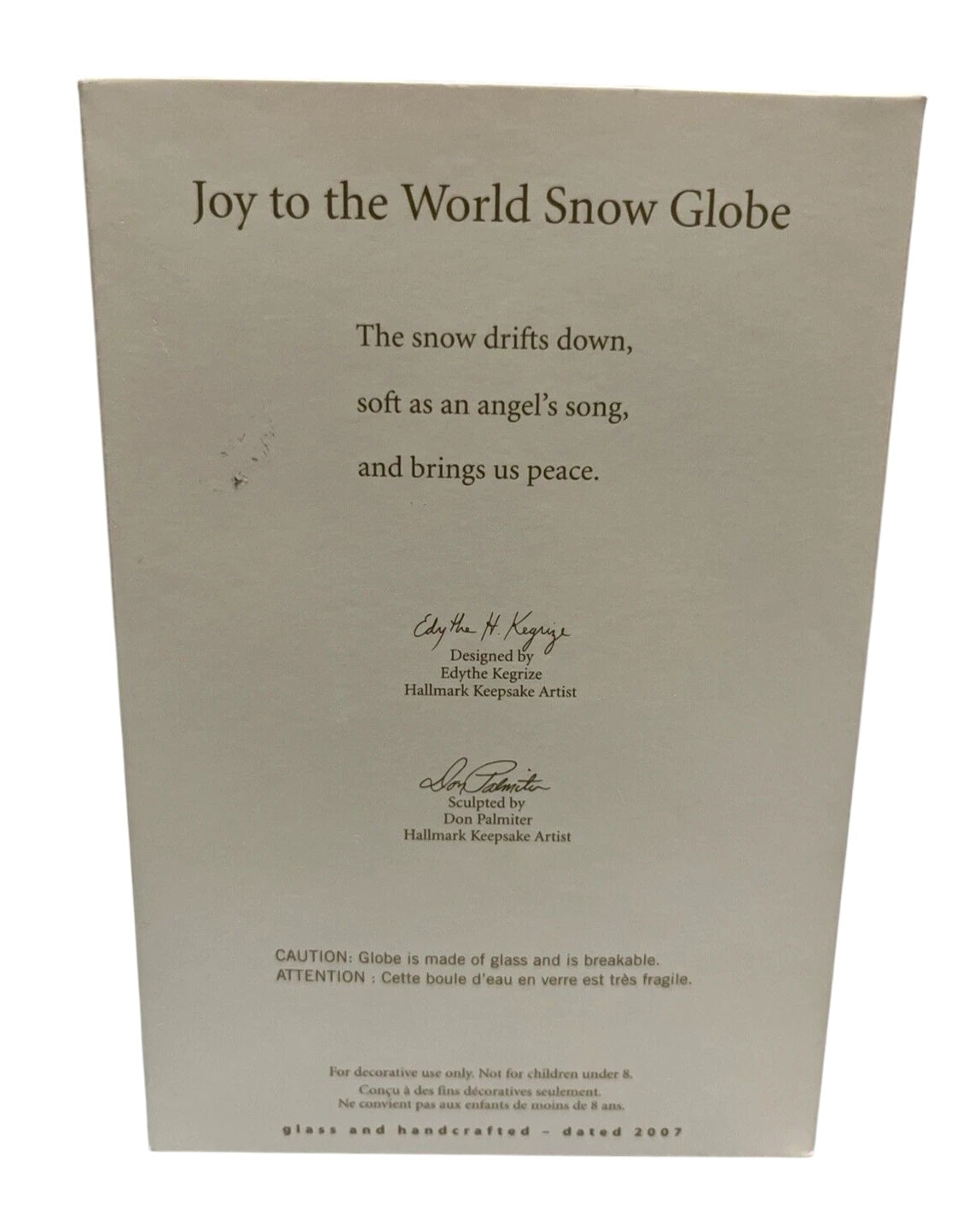 2007 Snow Globe Hallmark Ornament (Joy to the World) QSR8099