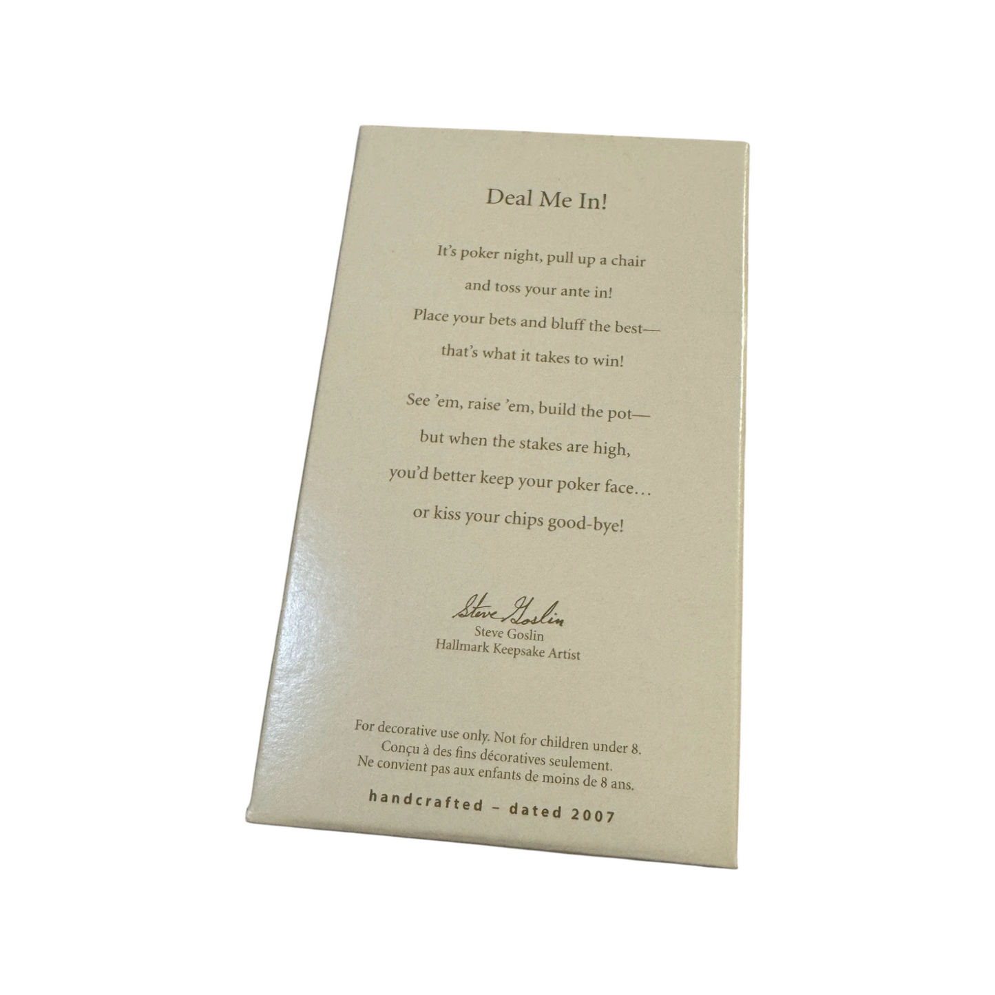 2007 Deal Me In! Hallmark Ornament (Poker / Casino) QXG2127