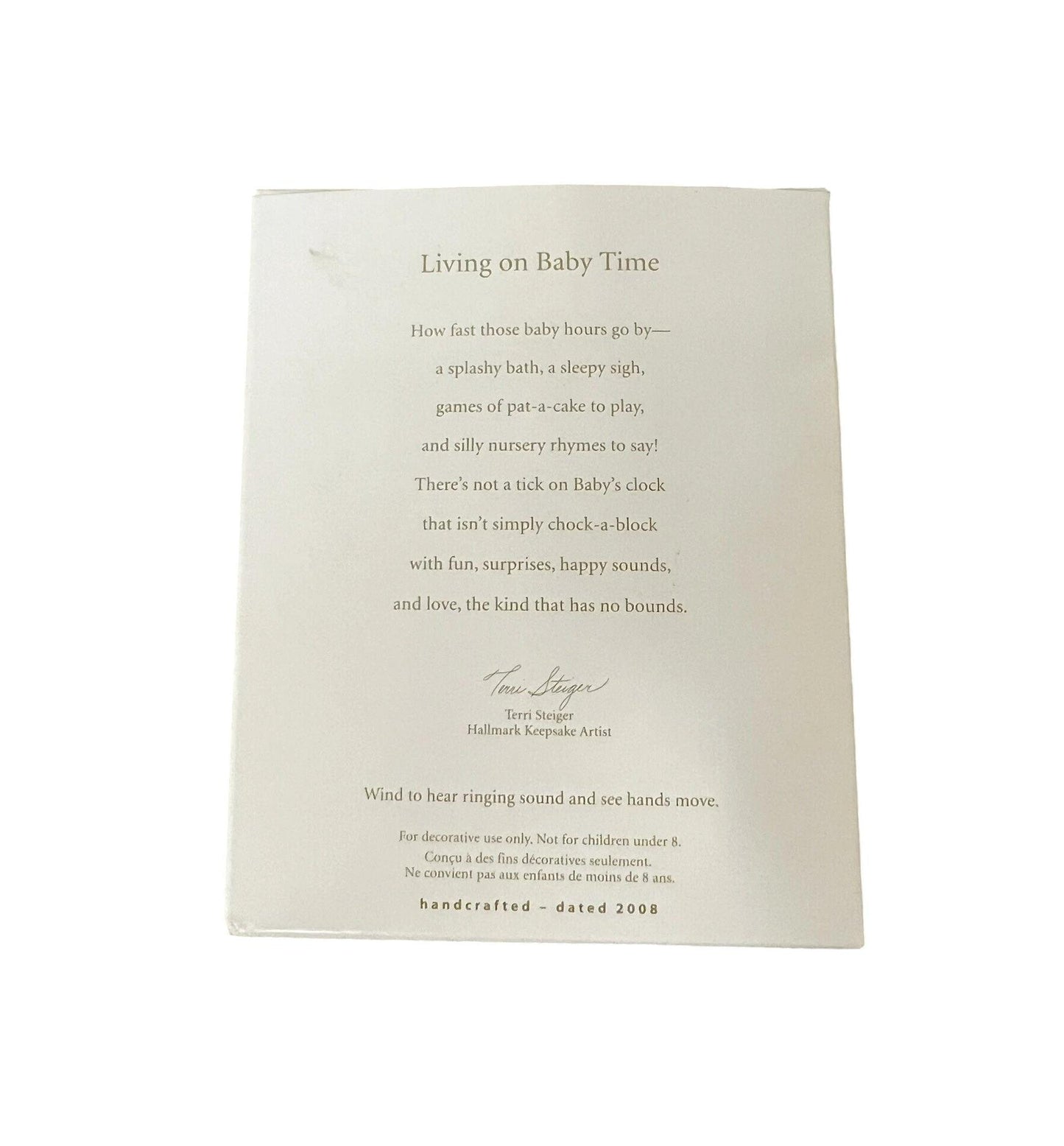 2008 Living on Baby Time Hallmark Ornament (Clock) QXG6124