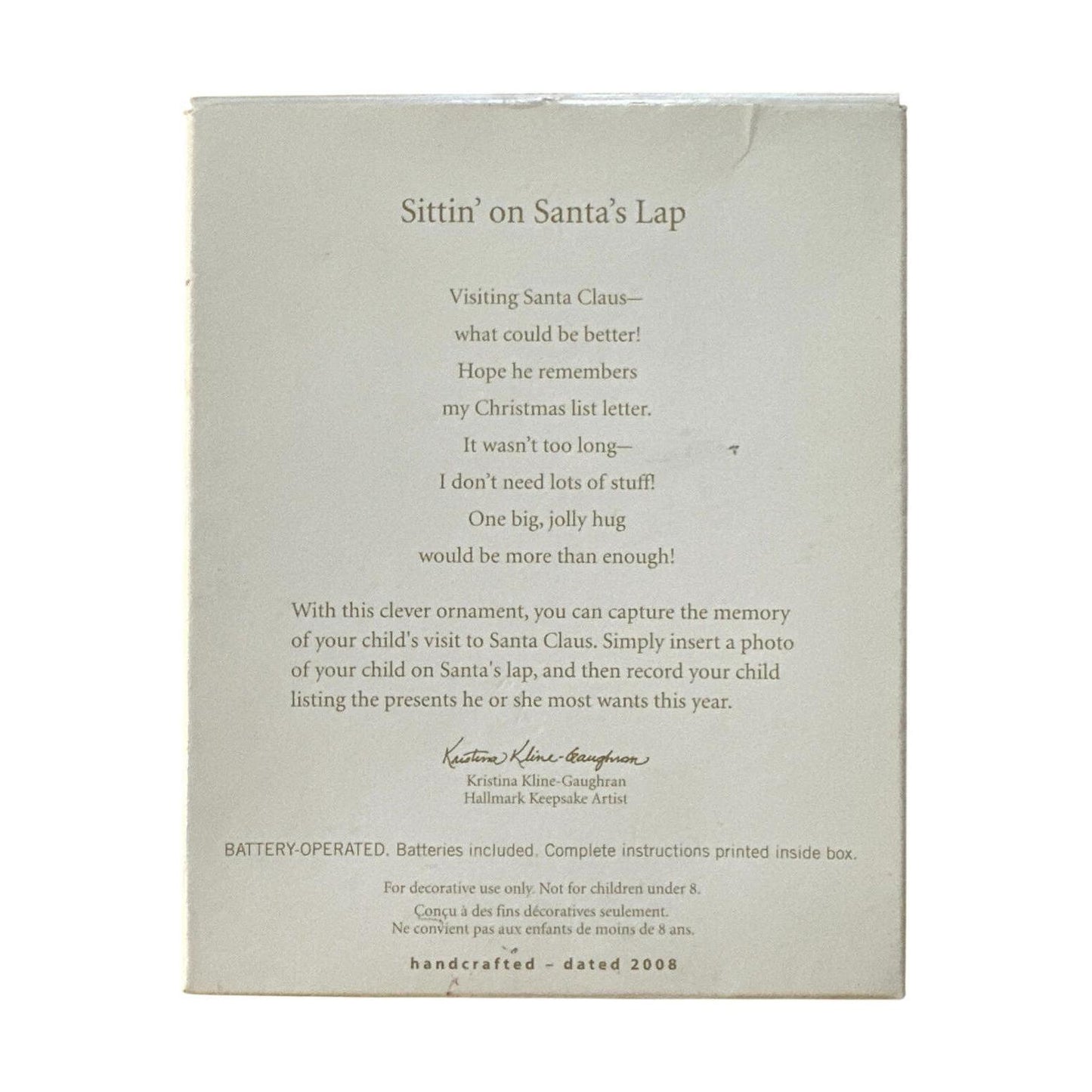 2008 Sittin' on Santa's Lap Hallmark Ornament (Photo Holder) QXG7271