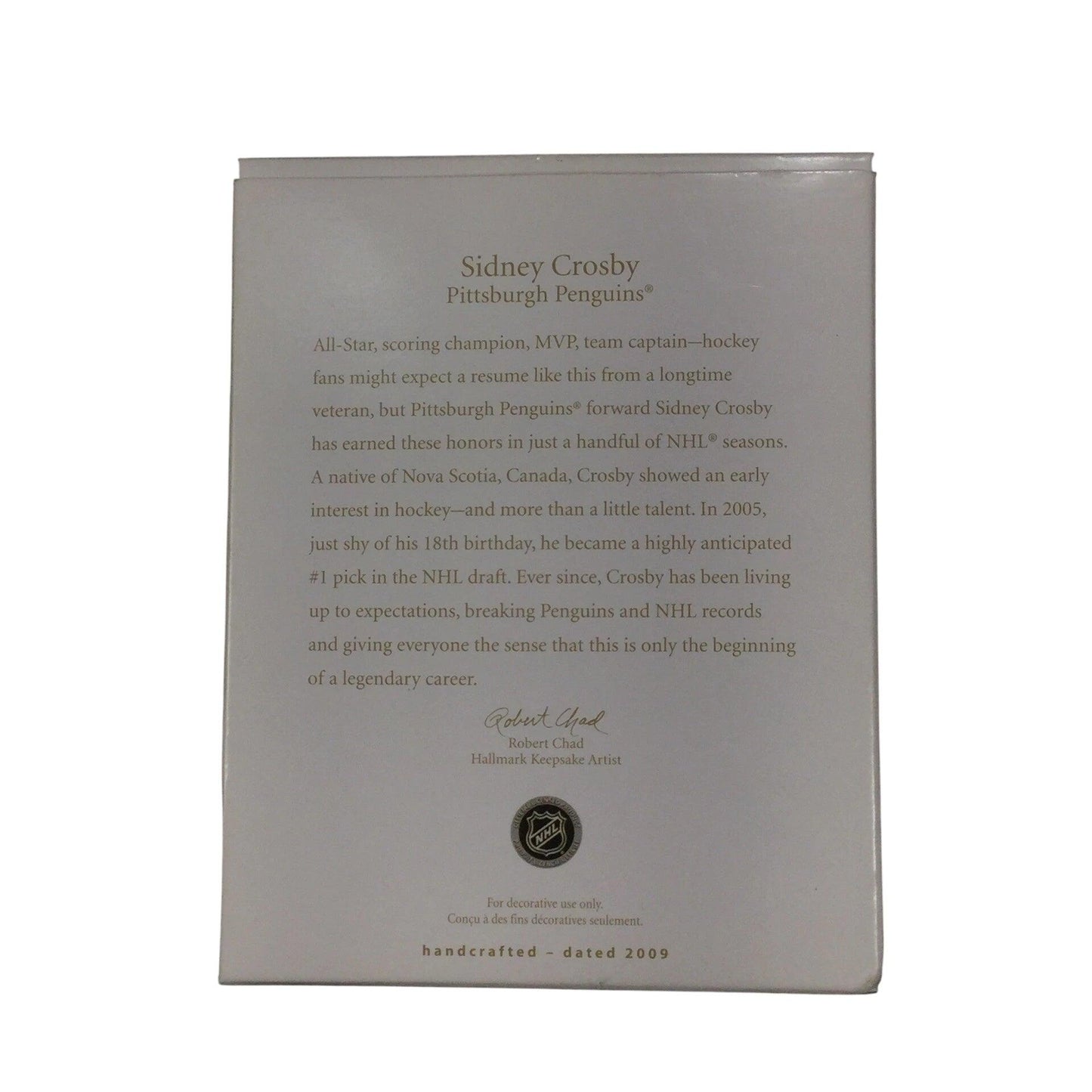 2009 Sidney Crosby Hallmark Ornament (Hockey Greats) QXI1255