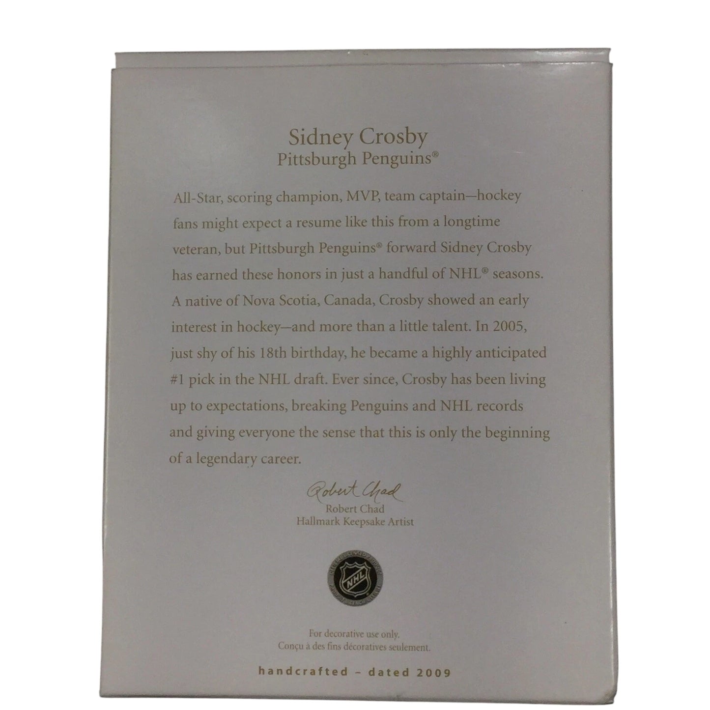 2009 Sidney Crosby Hallmark Ornament (Hockey Greats) QXI1255