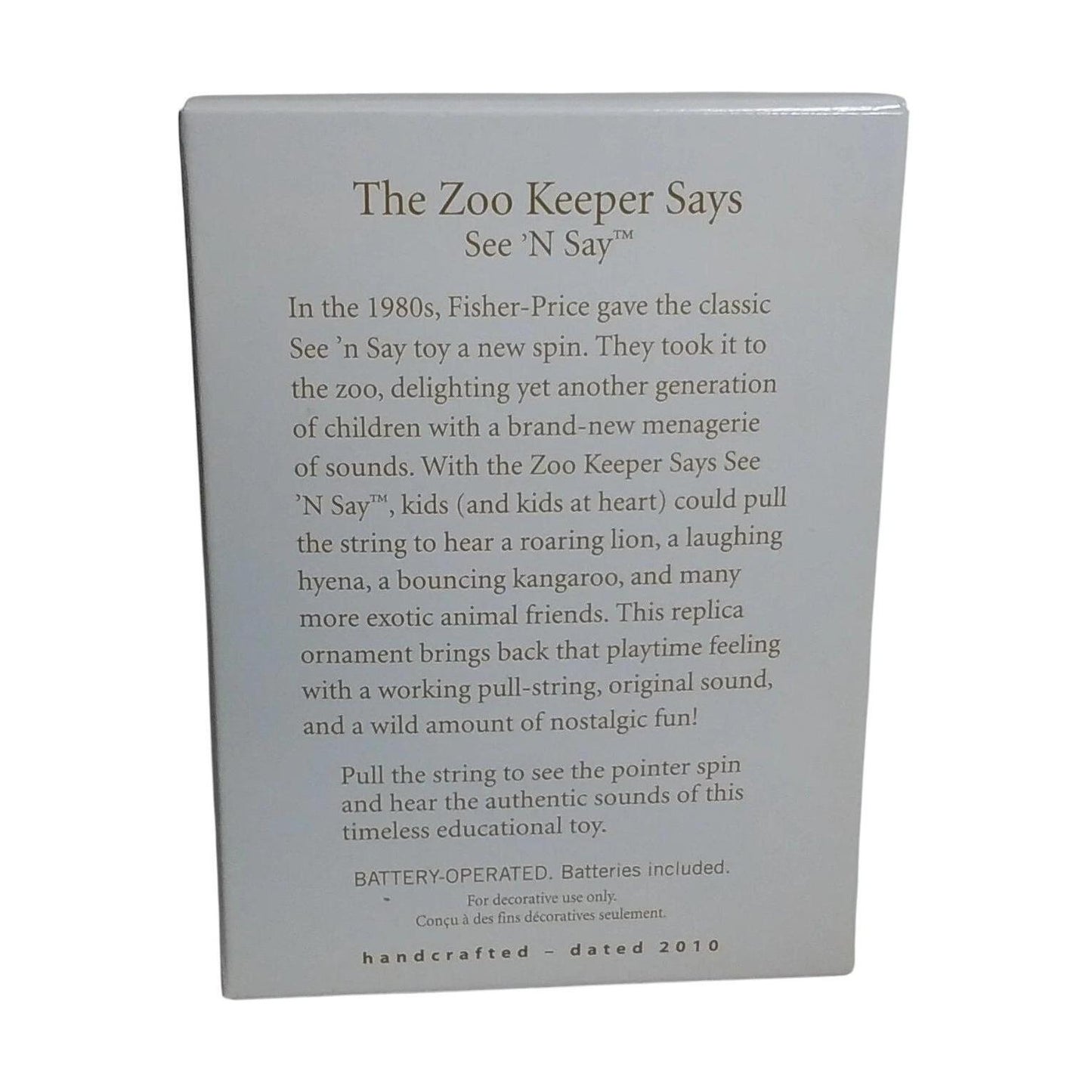 2010 The Zoo Keeper Says - See 'N Say Hallmark Ornament (Fisher Price) QXI2316