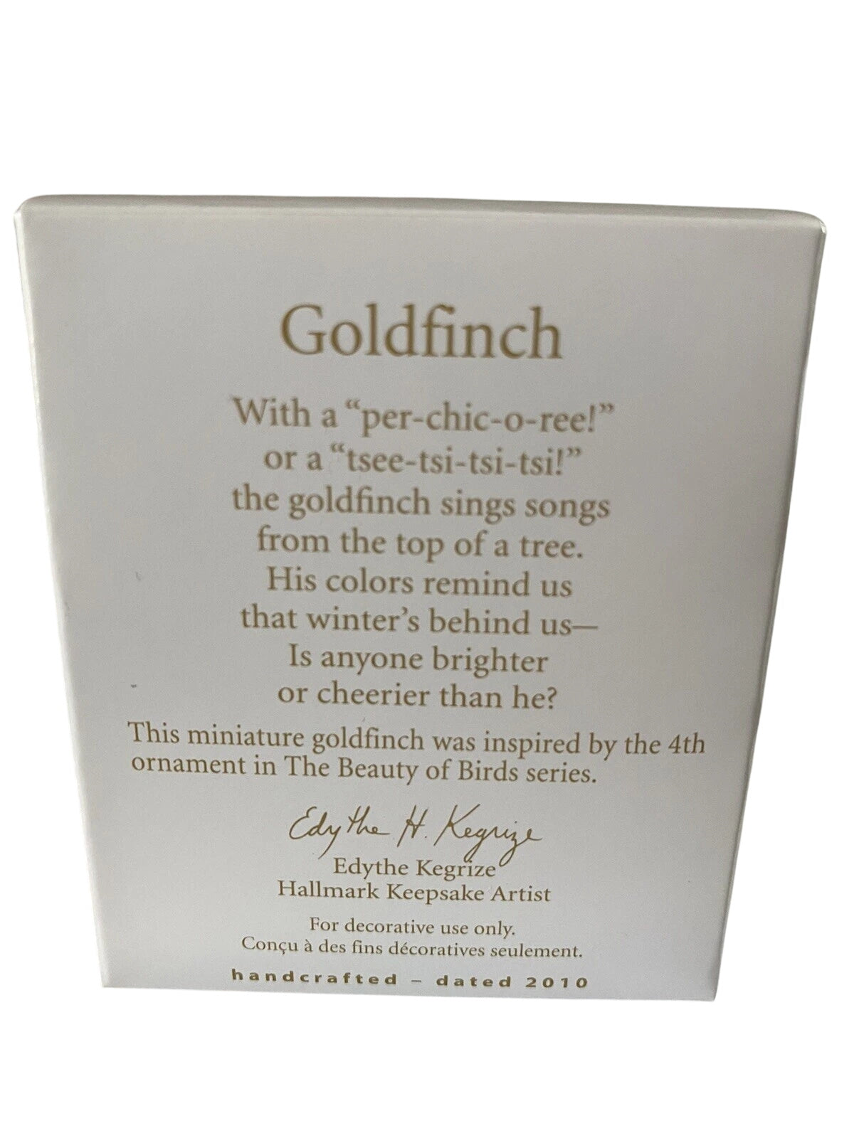 2010 Goldfinch Hallmark Ornament (Beauty of Birds) QXM9066