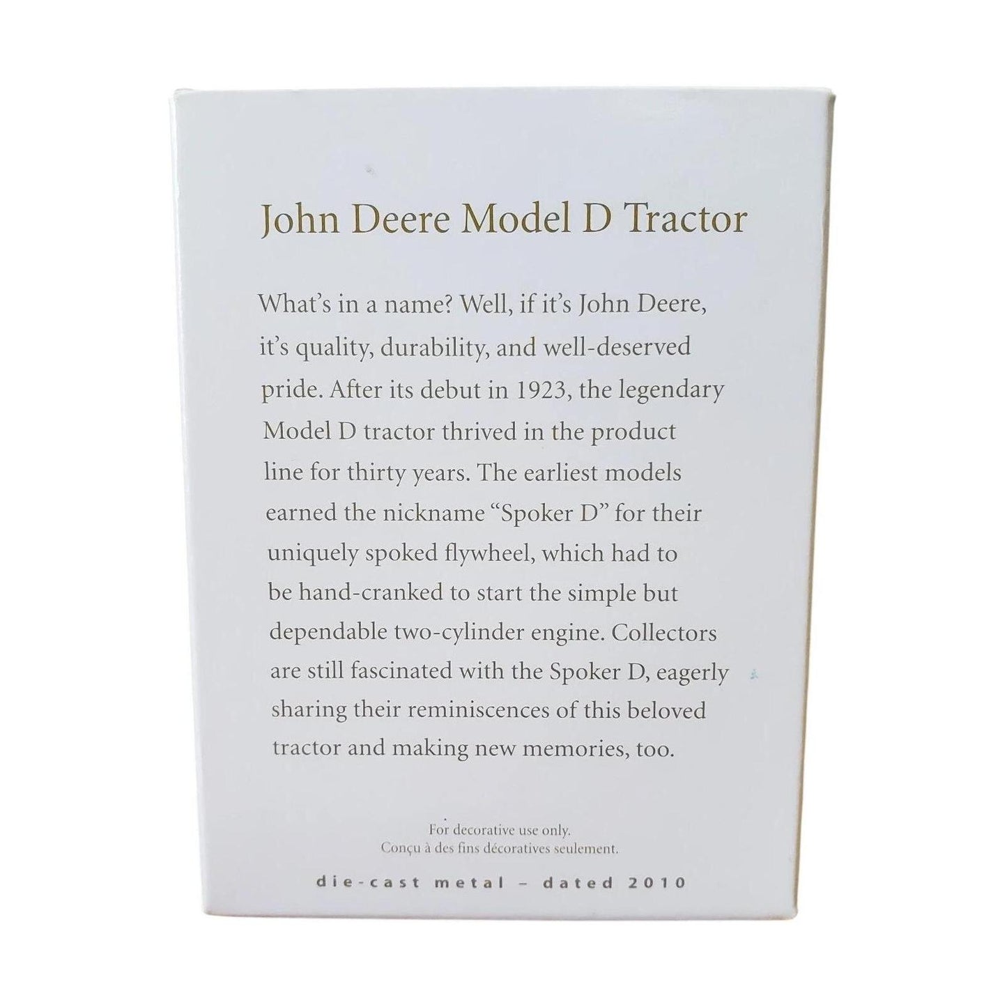 2010 John Deere Model D Tractor Hallmark Ornament (John Deere) QXI2003