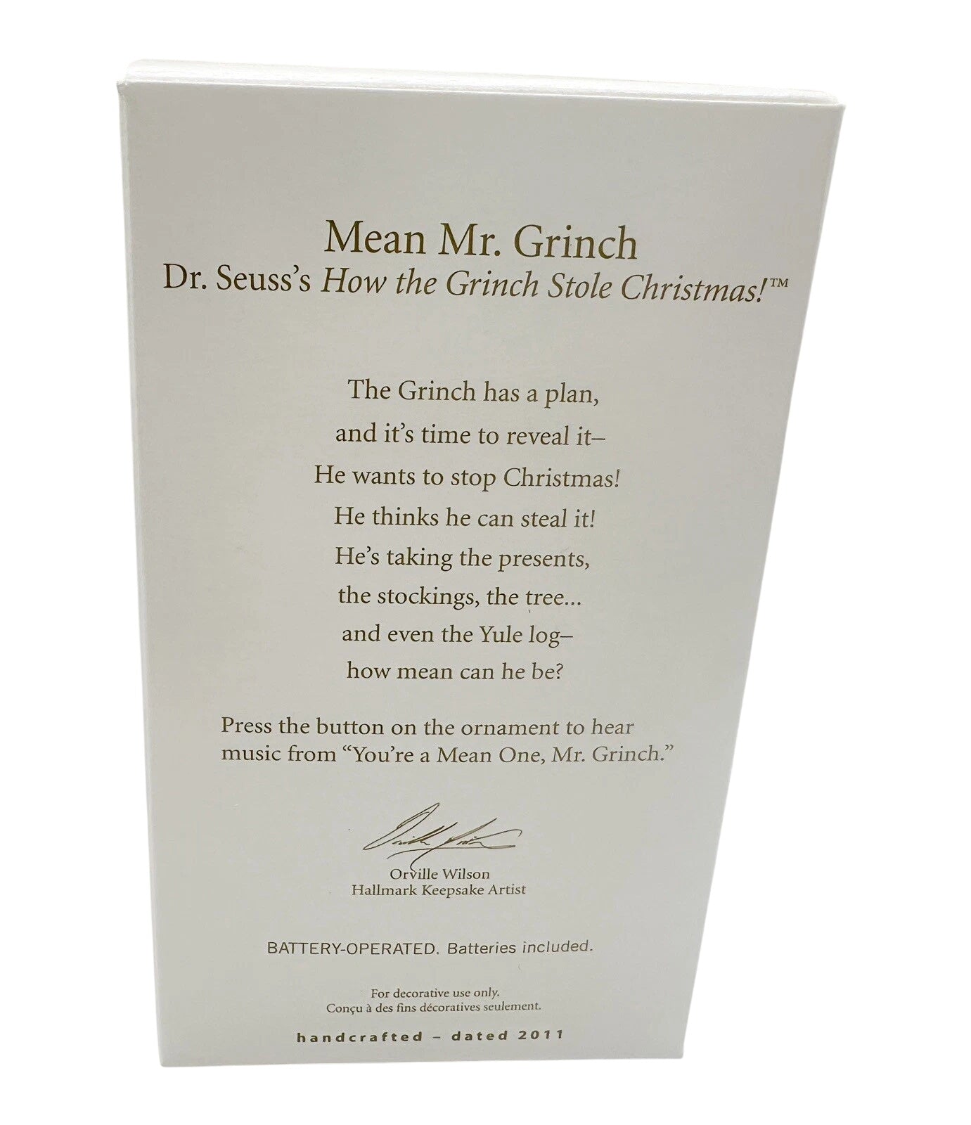 2011 Mean Mr. Grinch Hallmark Ornament (The Grinch) QXI2437