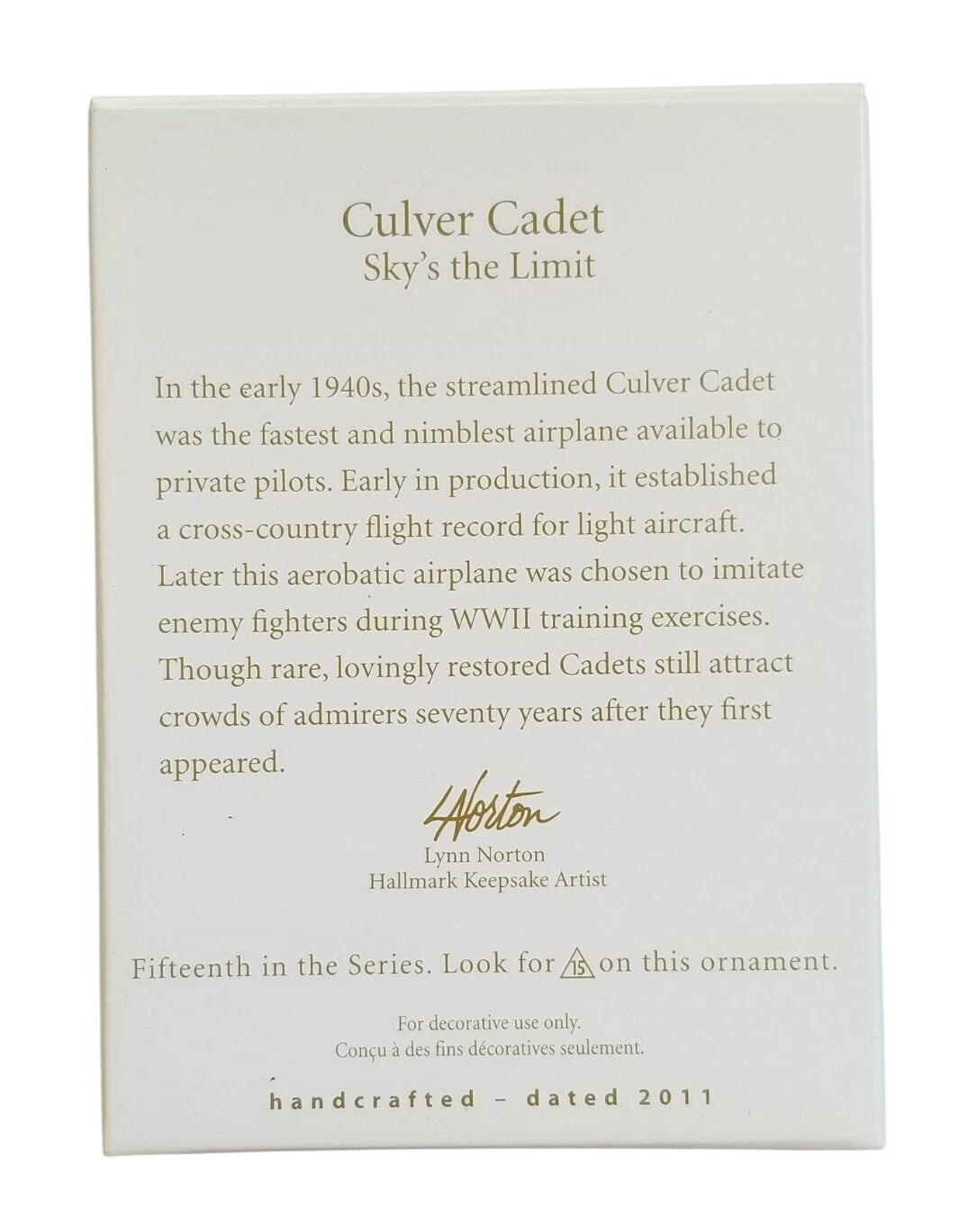 2011 Culver Cadet Hallmark Ornament (Sky's the Limit) QX8857 Image7