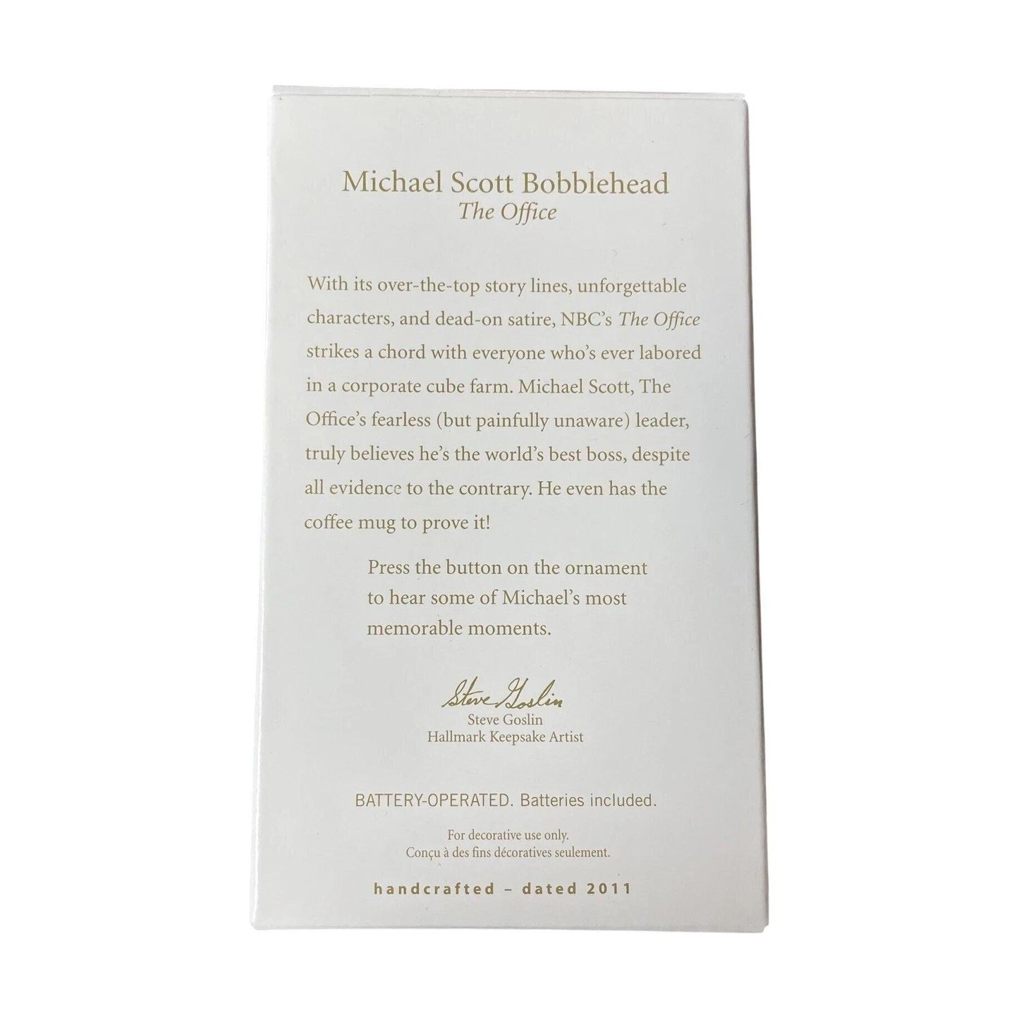 2011 Michael Scott Bobblehead Hallmark Ornament (The Office) QXI2869 Image6