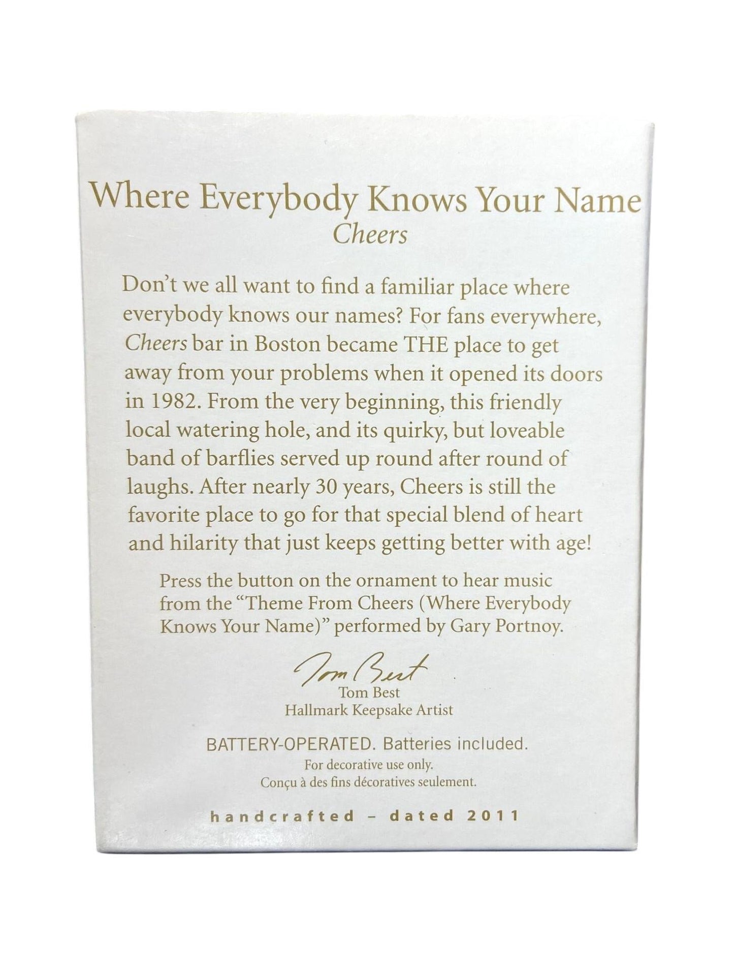 2011 Where Everybody Knows Your Name Hallmark Ornament (Cheers) QXI2347