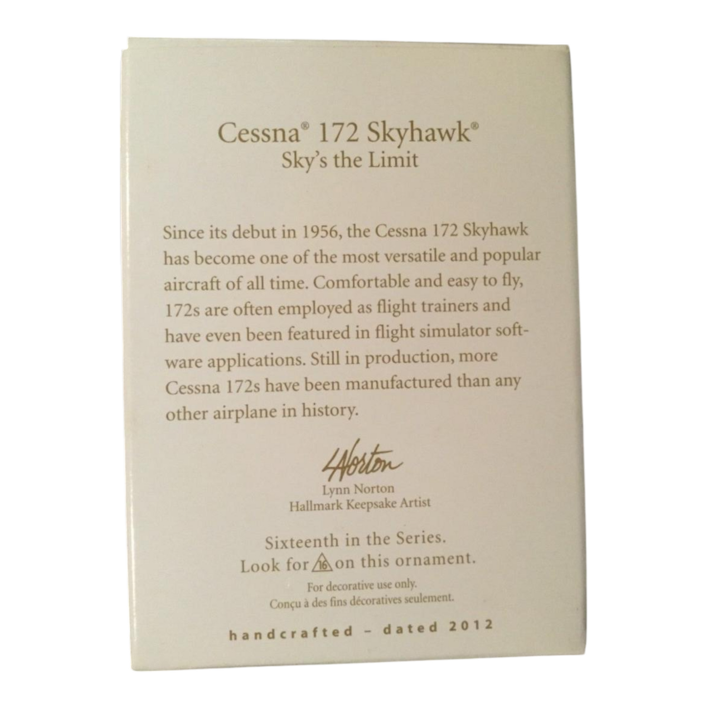 2012 Cessna 172 Skyhawk Hallmark Ornament (Sky's the Limit) QX8242 Image8