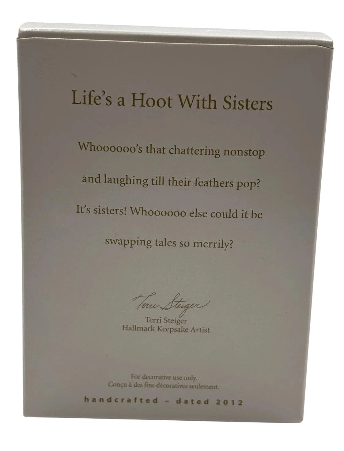 2012 Life's a Hoot With Sisters Hallmark Ornament (Owl) QXG4734