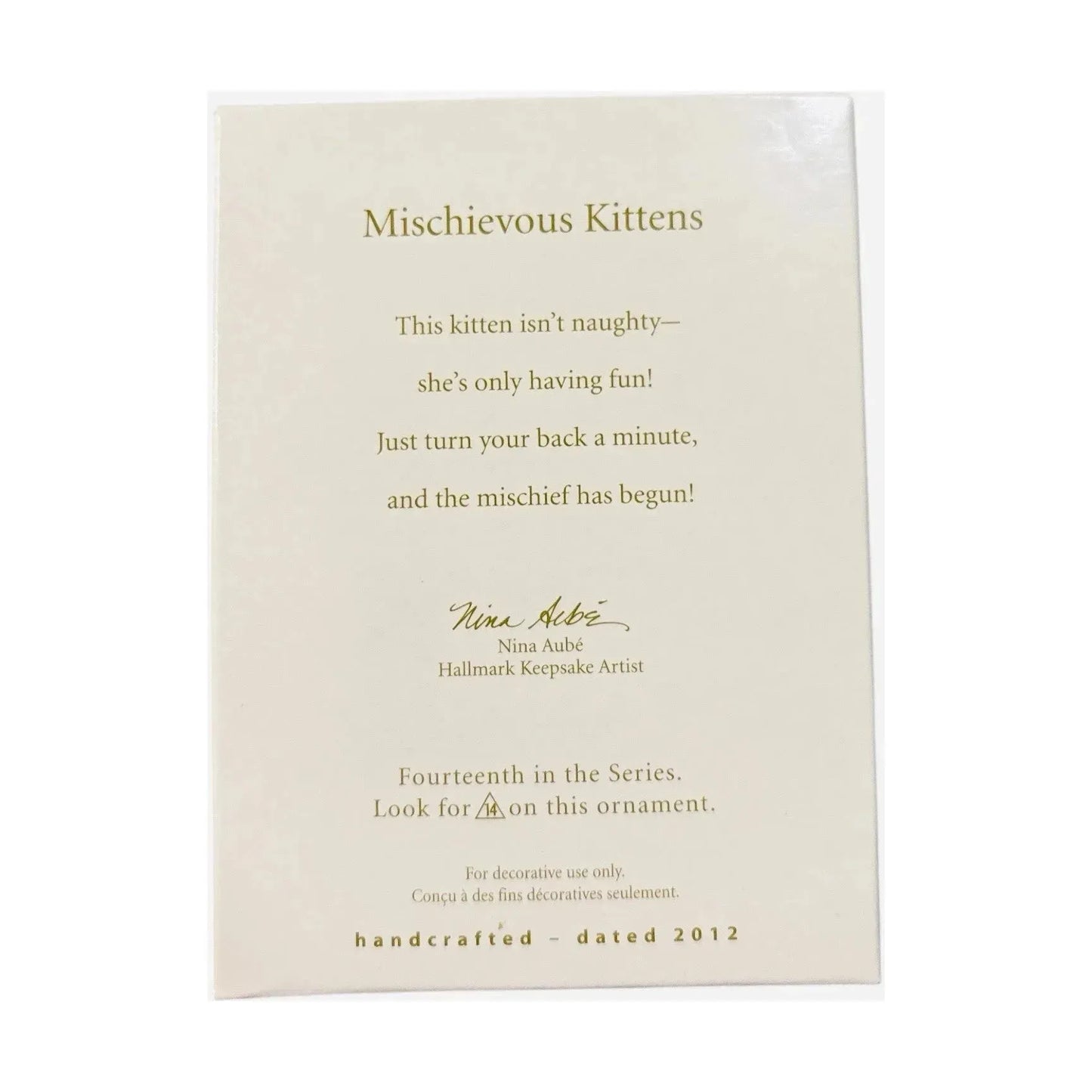 2012 Mischievous Kittens Hallmark Ornament (Mischievous Kittens) QX8041