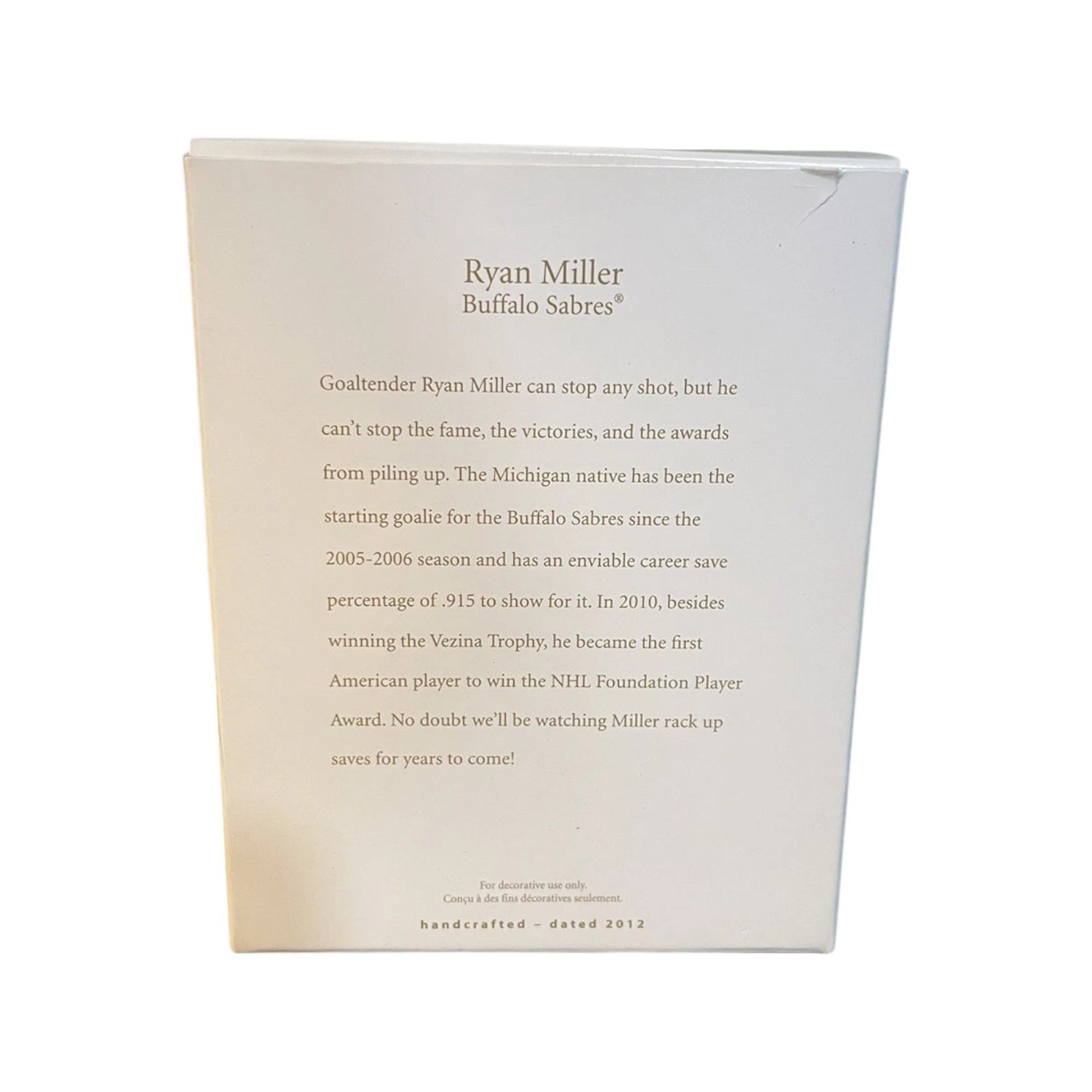 2012 Ryan Miller Hallmark Ornament (Hockey Greats) QXI2101 Image7