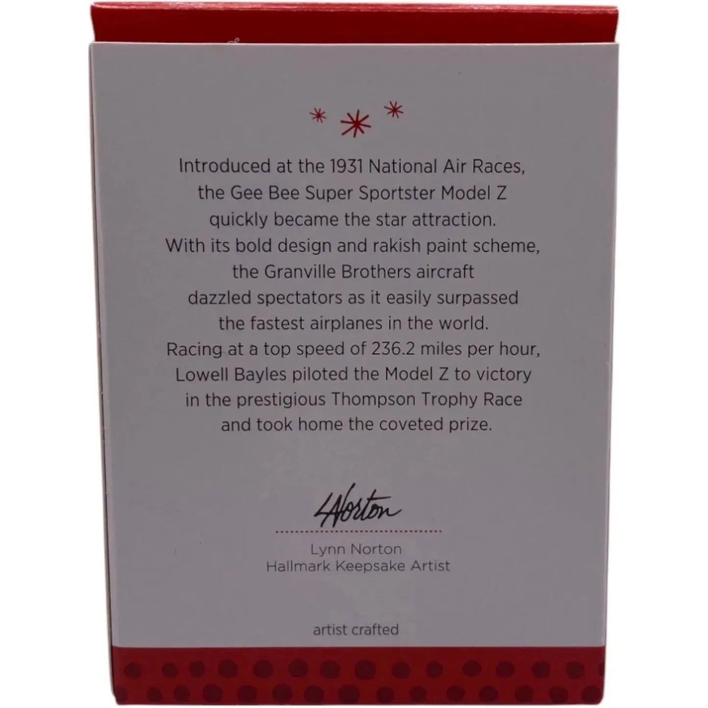 2013 Gee Bee Super Sportster Model Z Hallmark Ornament (Sky's the Limit) QX9182