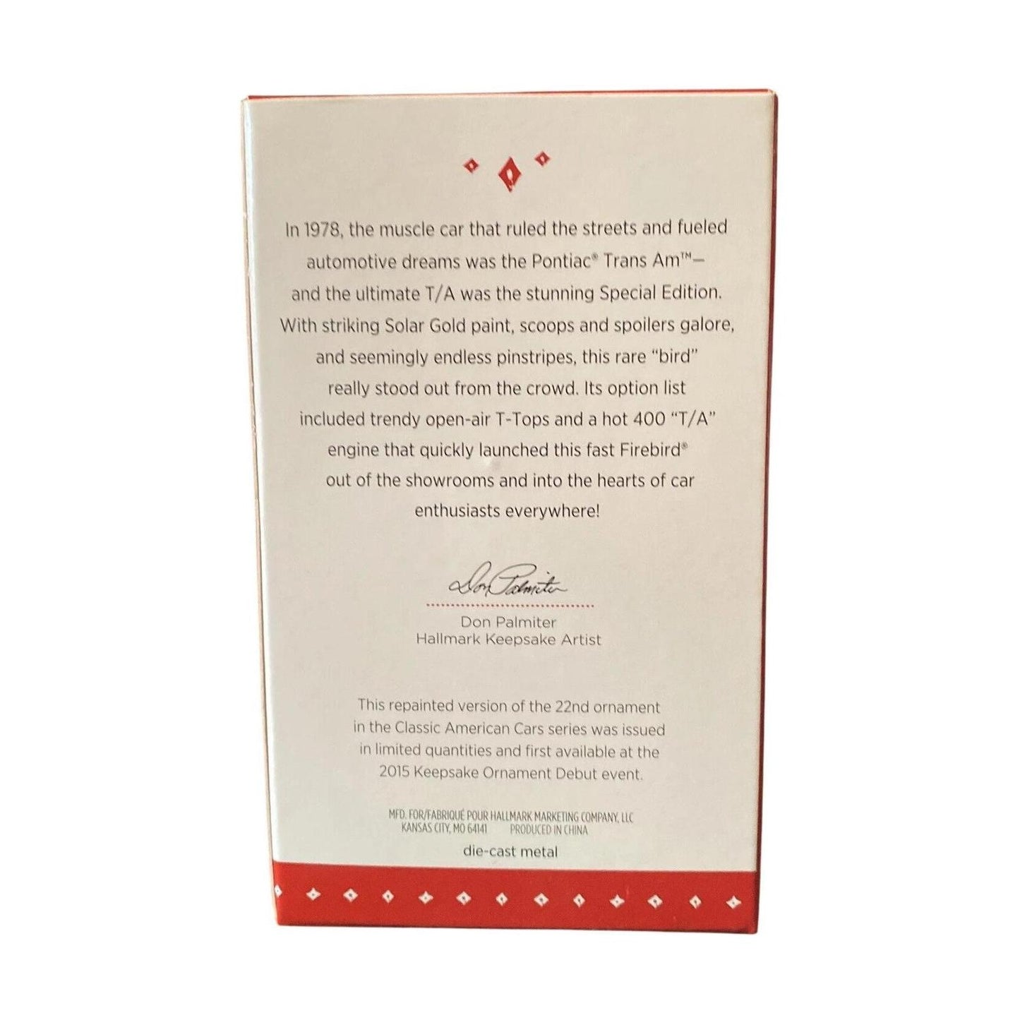 2015 (1978) Pontiac Trans AM Special Edition Hallmark Ornament (Classic American Cars) QXE3777