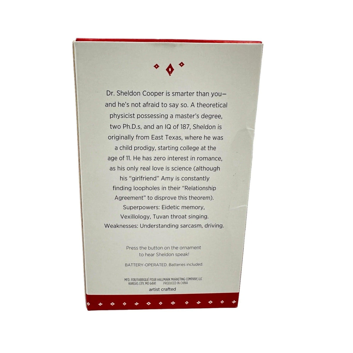 2015 Dr. Sheldon Cooper Hallmark Ornament (The Big Bang Theory) QXI2247 Image3