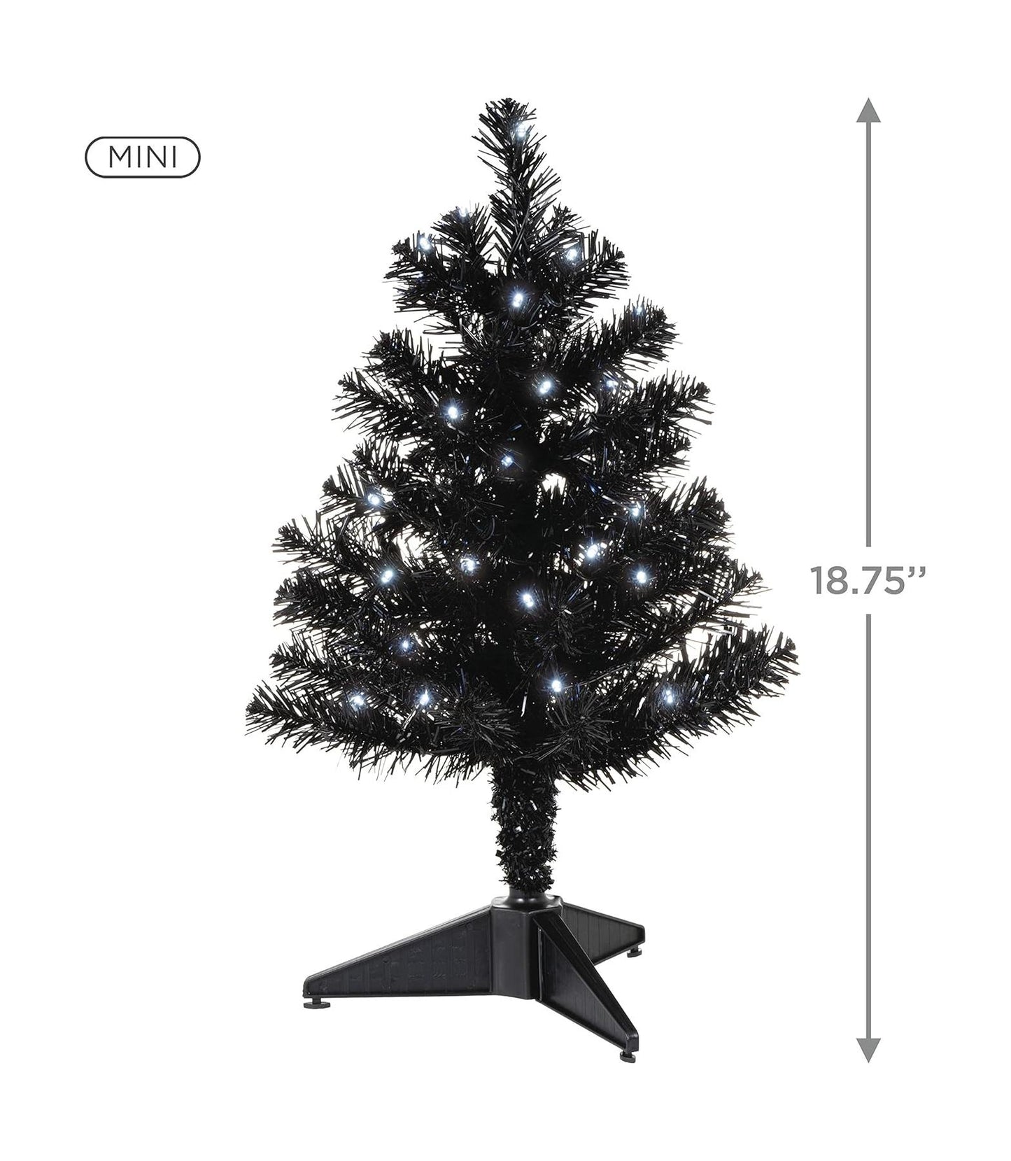 2022 Miniature Halloween Tree, Black Christmas Tree with Lights, 18.75" Hallmark Ornament (Halloween) QSB6246