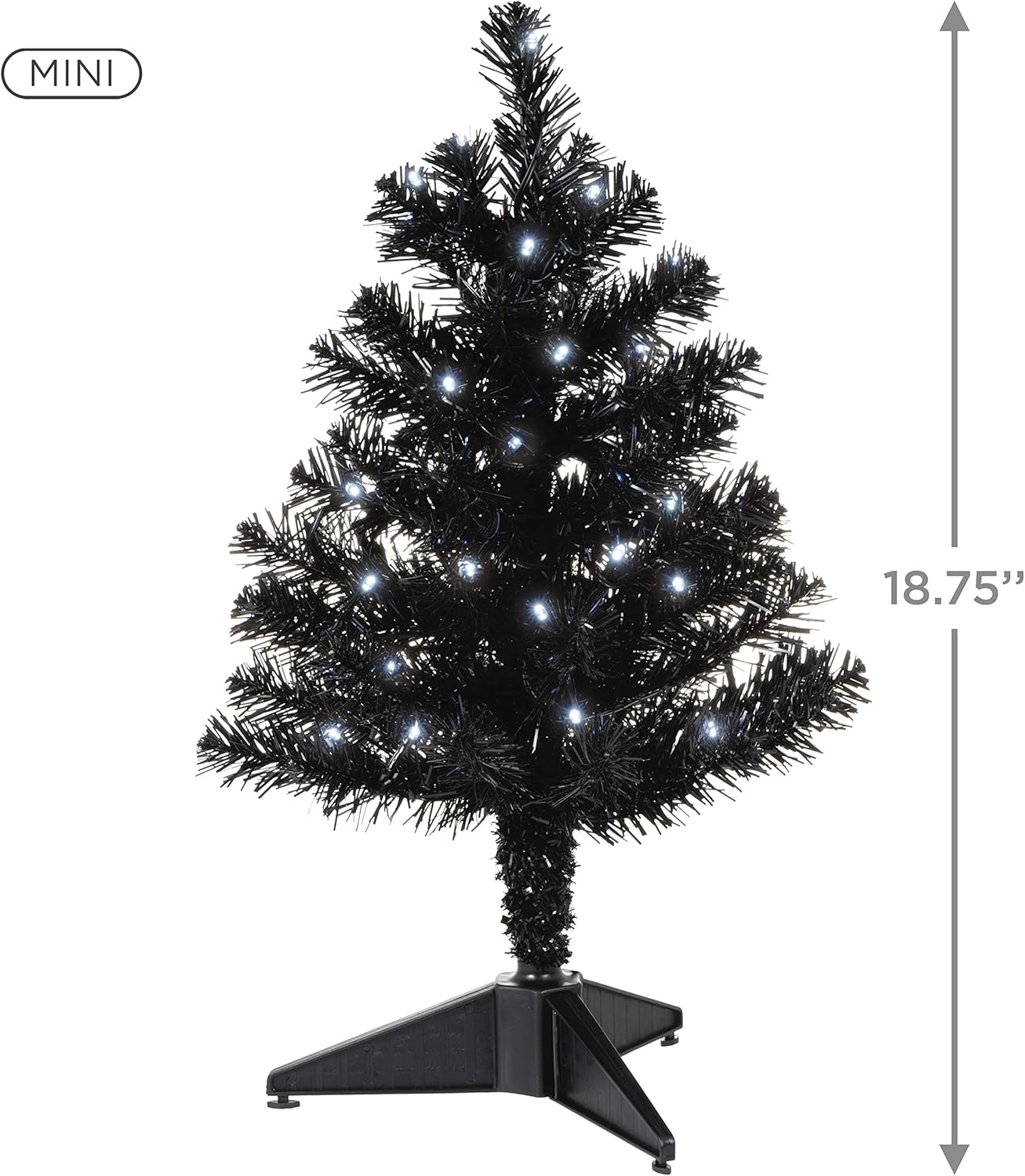 2022 Miniature Halloween Tree, Black Christmas Tree with Lights, 18.75" (Halloween)