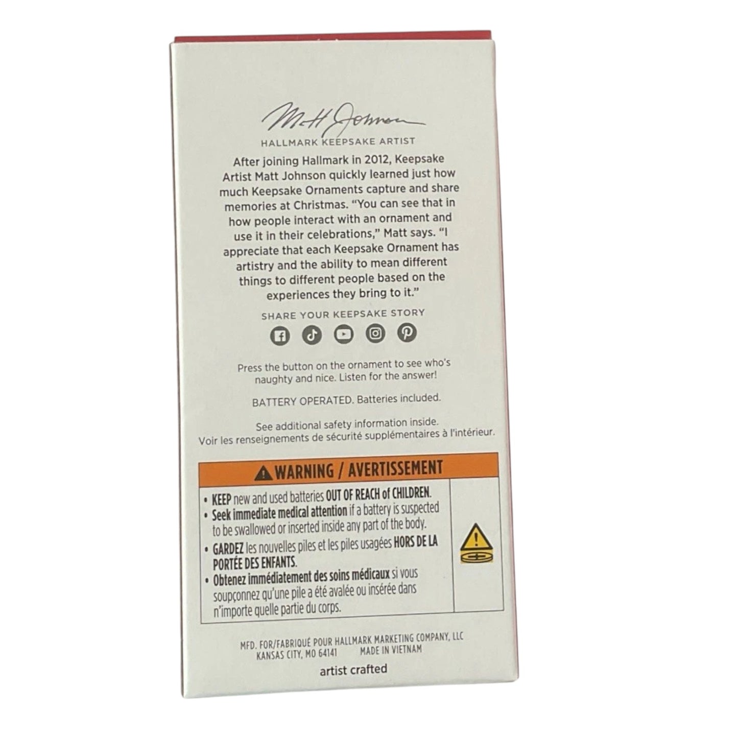 2024 Naughty or Nice? Hallmark Ornament (Elf) QGO3084