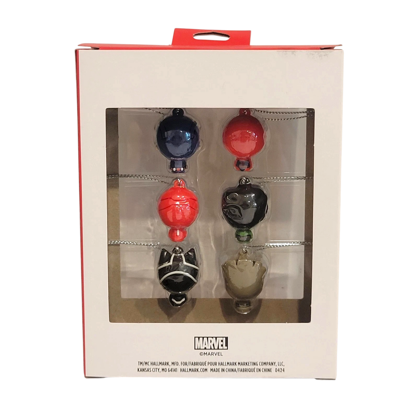 2HCM9228 Set of 6 Mini Christmas Tree Ornaments (Marvel)