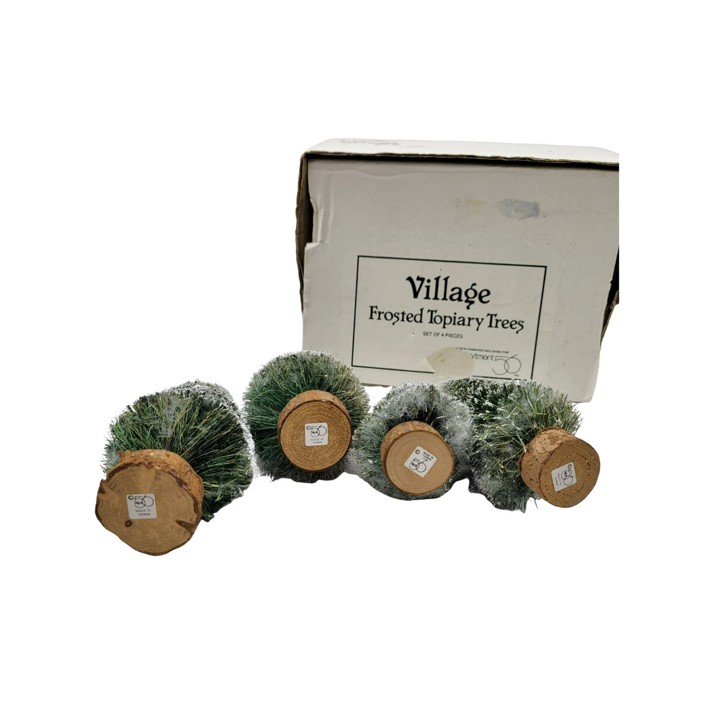 1990 Village Frosted Topiary Trees (Set of 4) – Department 56 Village Accessories