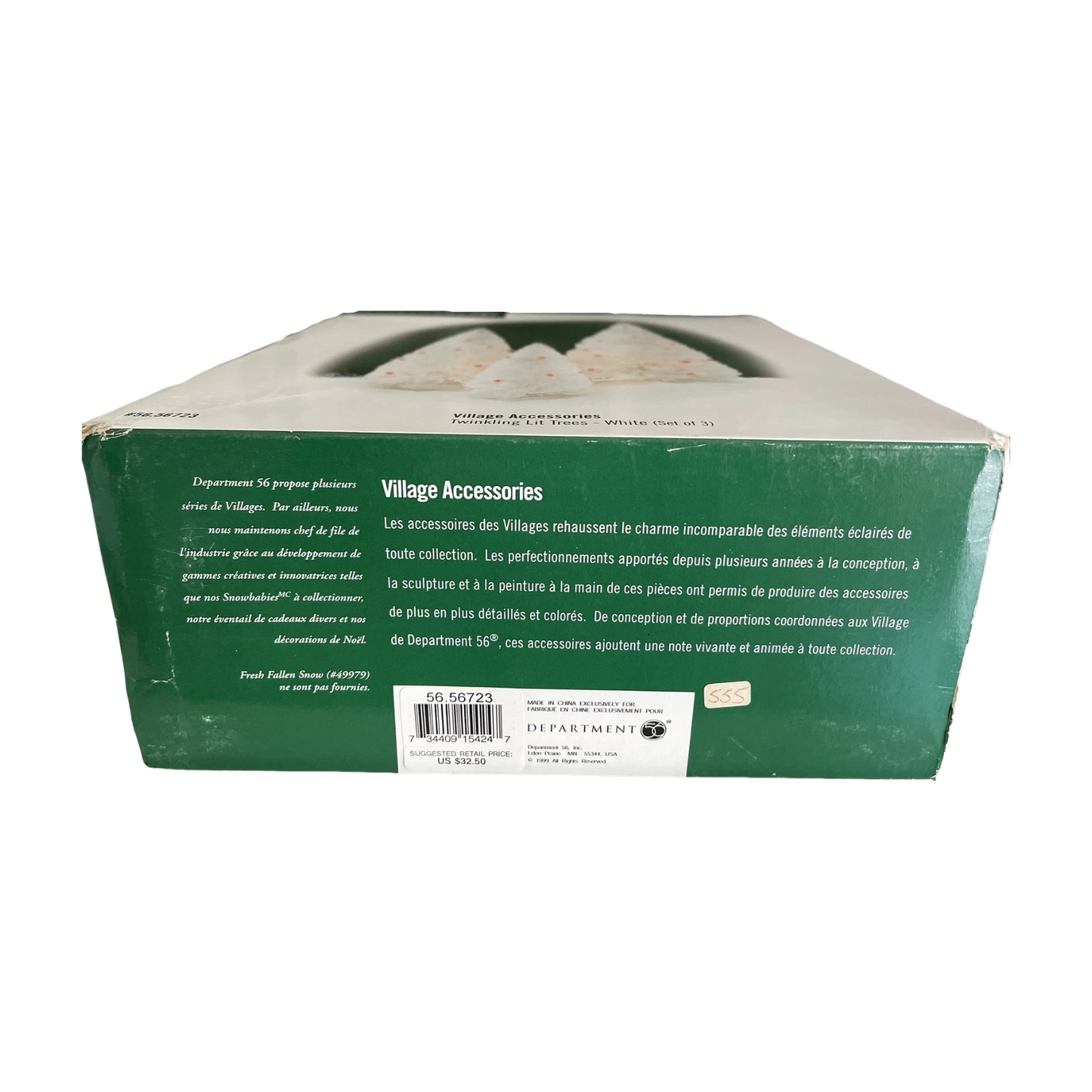 1999 “Twinkling Lit Trees – White (Set of 3)” — Department 56 Village Accessories (Item #56.56723)