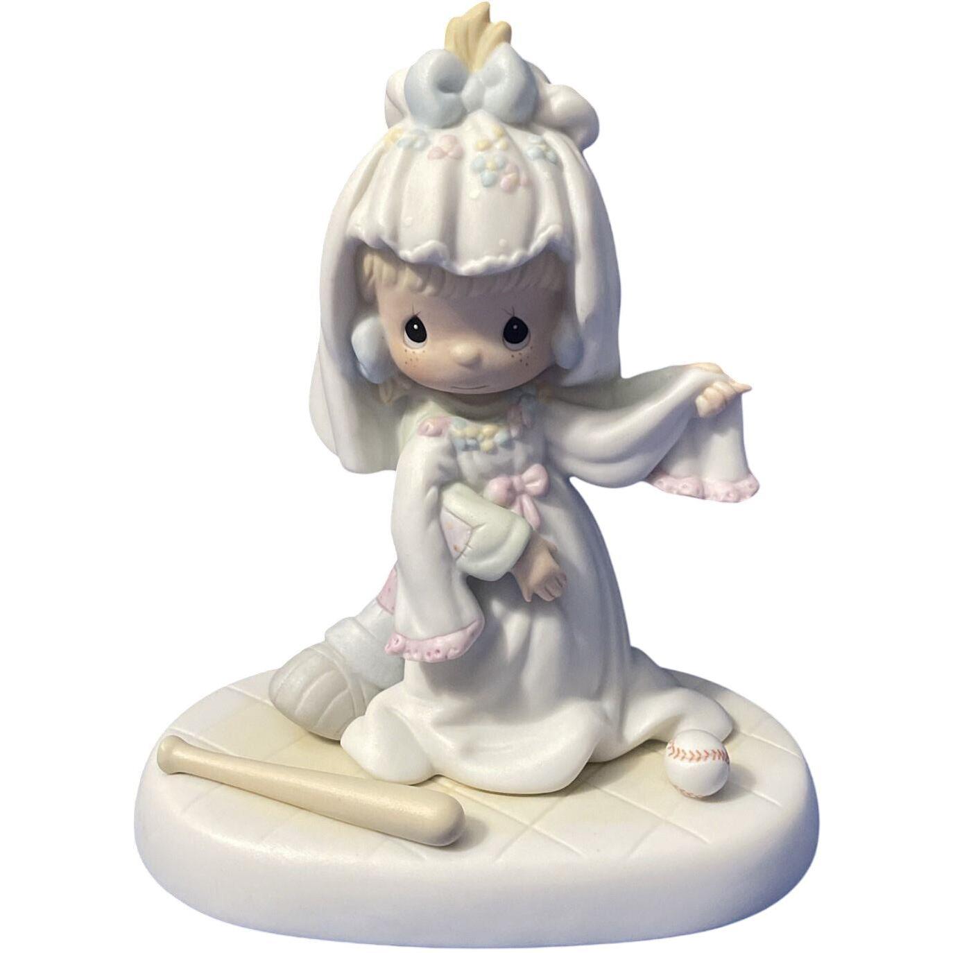 Little Girl Dreams of Wedding Day in Beautiful White Gown and Tiara