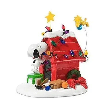 Peanuts Village Accessory Snoopy Getting Ready for Christmas Ornament - Festive Holiday Decor