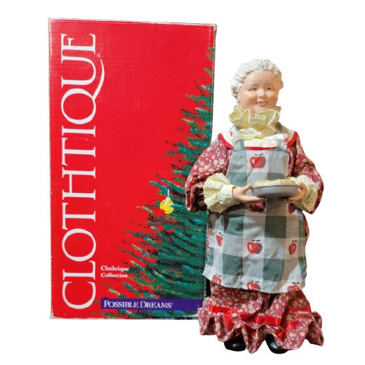 Possible Dreams Clothtiques Mrs. Claus Figurine with Apple - Holiday Decor Addition