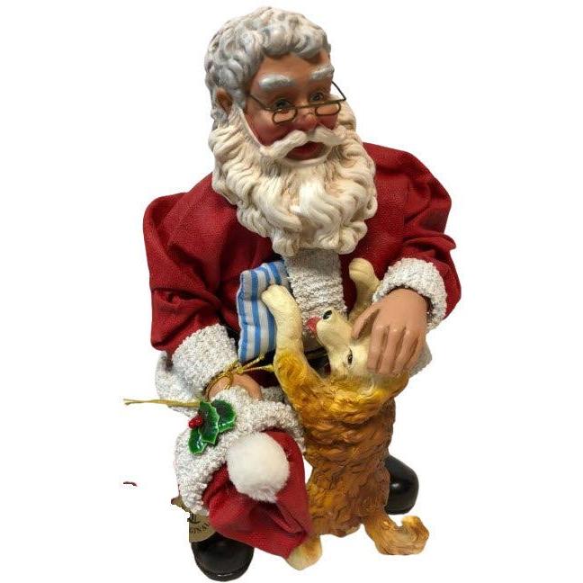 Retired Grampa Claus Clothtique with Cute Puppy - Santa Hat & Coat