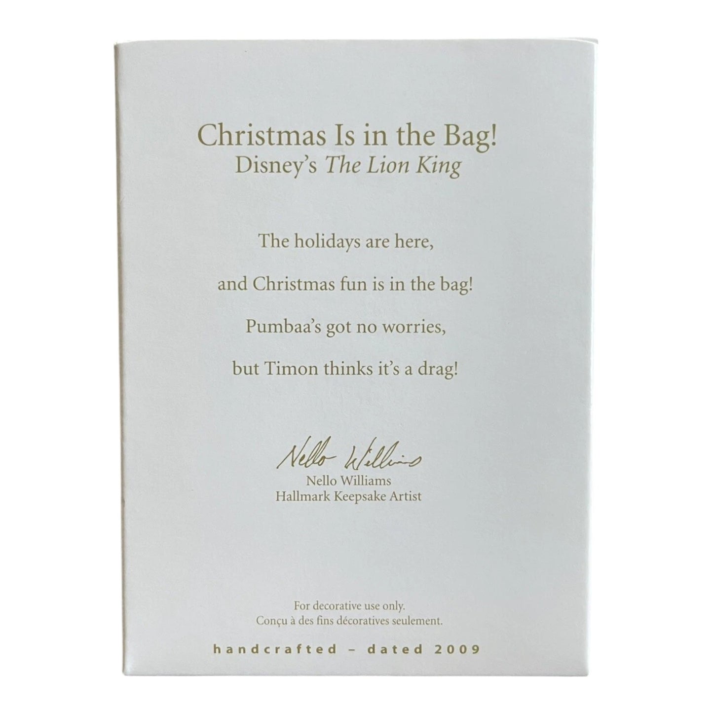 2009 Christmas Is in the Bag! (Lion King)