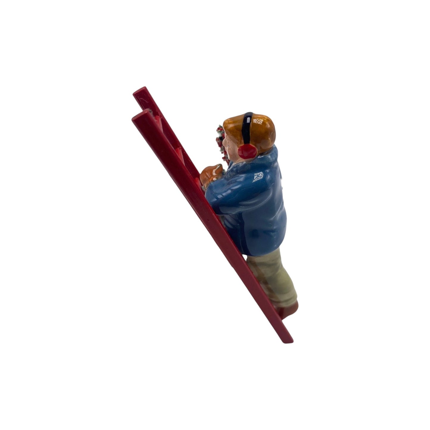 1988 Man on Ladder Hanging Garland (Original Snow Village)