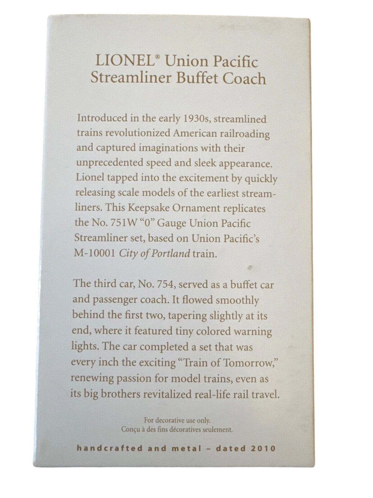 2010 Lionel Union Pacific Streamliner Buffet Coach (Lionel)