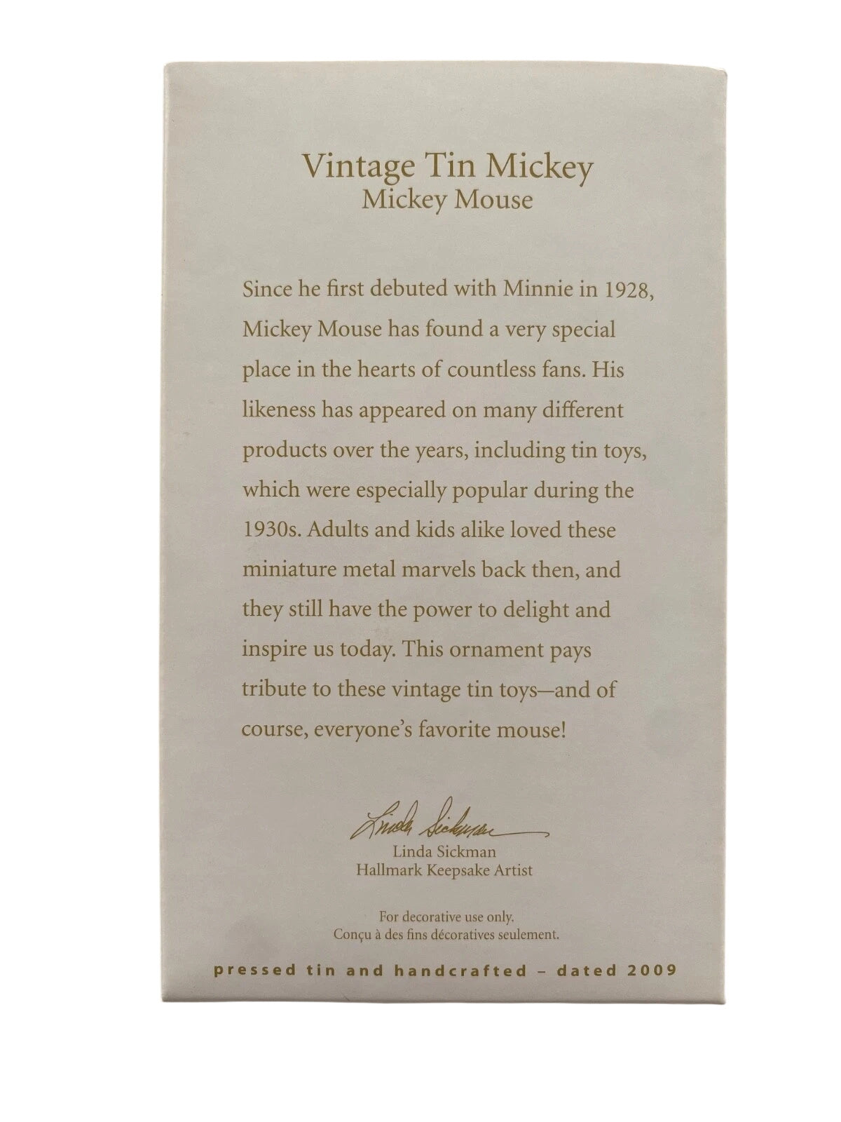 2009 Vintage Tin Mickey (Mickey Mouse)
