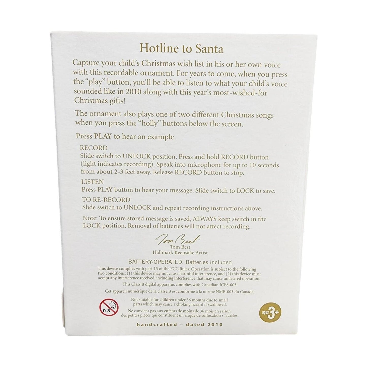 2010 Hotline to Santa (Record Your Voice!) (Record Your Voice!)