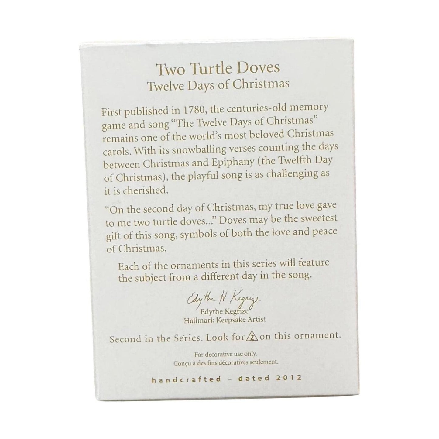 2012 Two Turtle Doves (Twelve Days of Christmas)