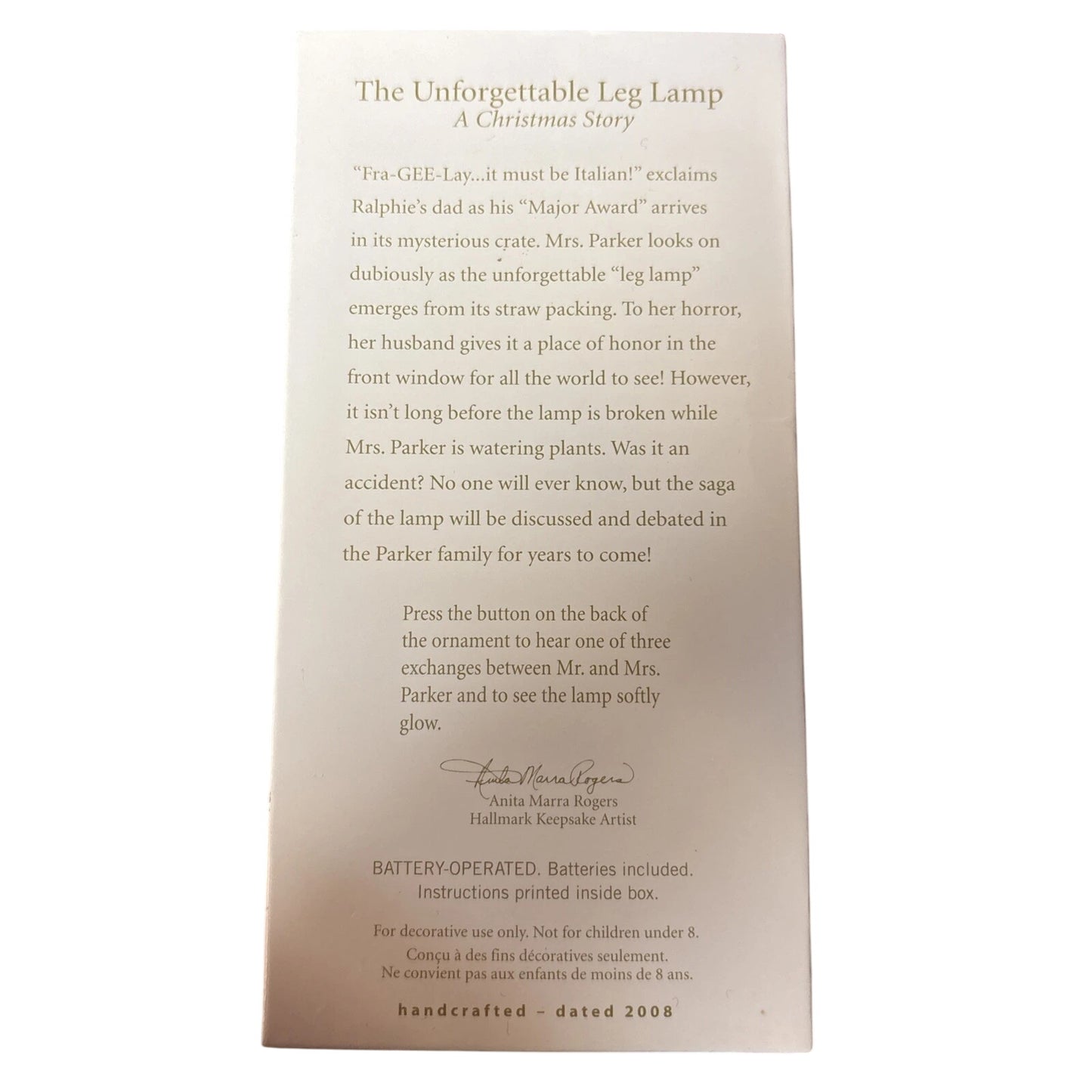 2008 The Unforgettable Leg Lamp (A Christmas Story)