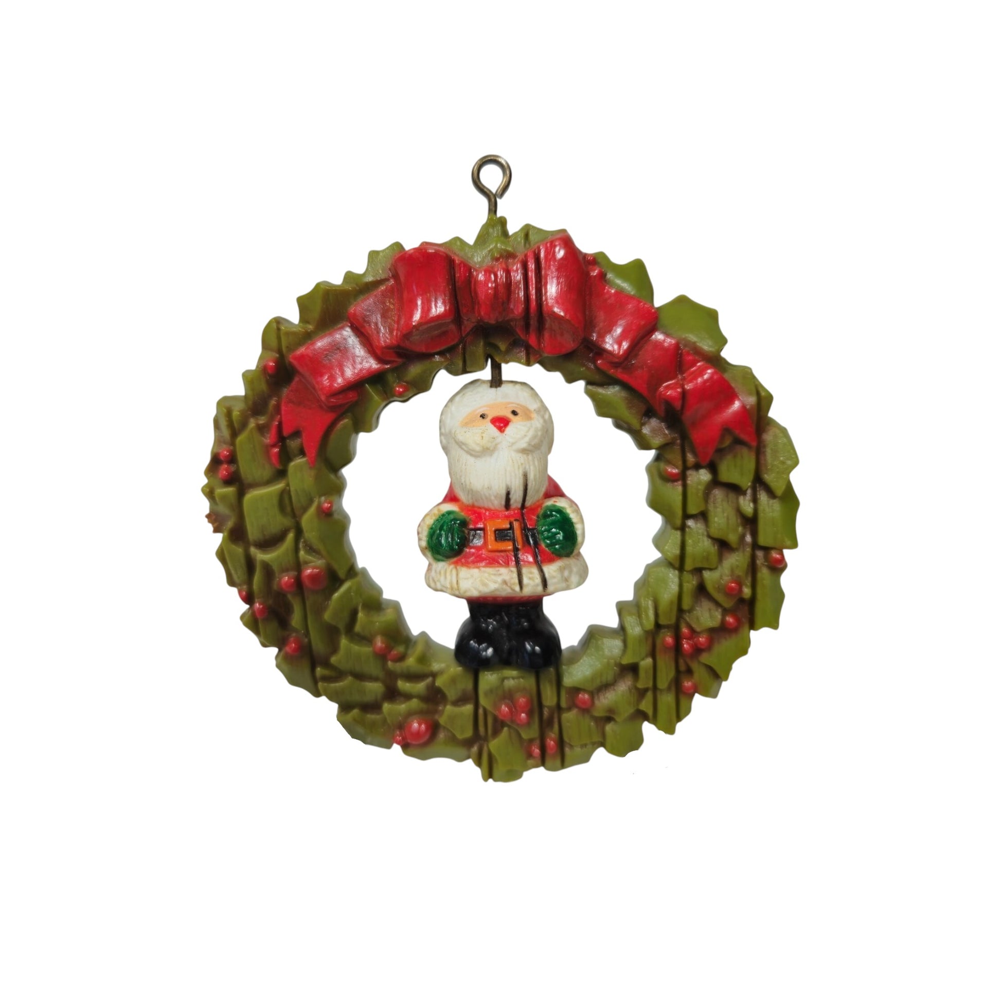 1976 Santa in Wreath (Twirl-About) Hallmark Ornament QX172-1 Image1