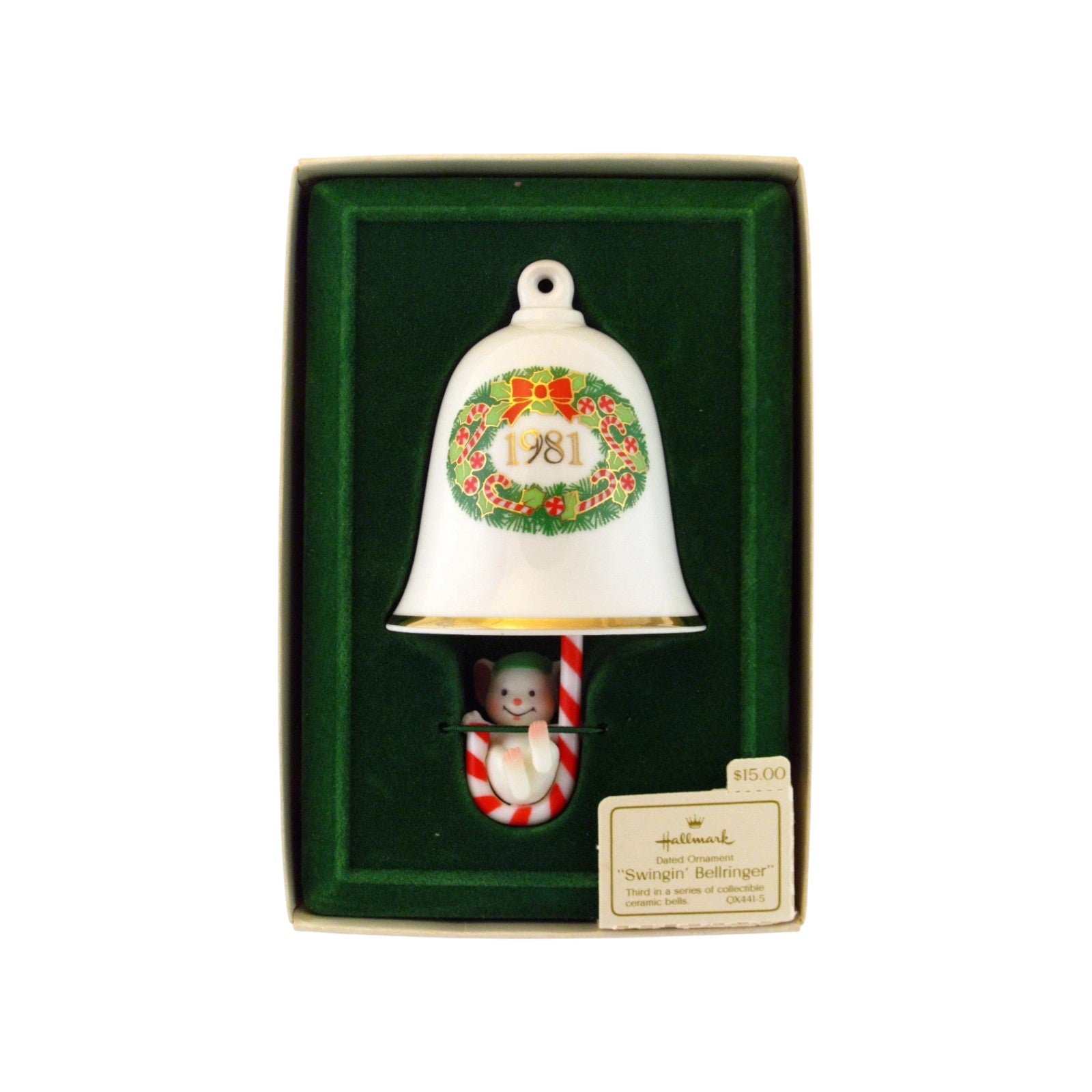 1979 Mouse on Candy Cane Hallmark Ornament (The Bellringers) QX4415 Image2