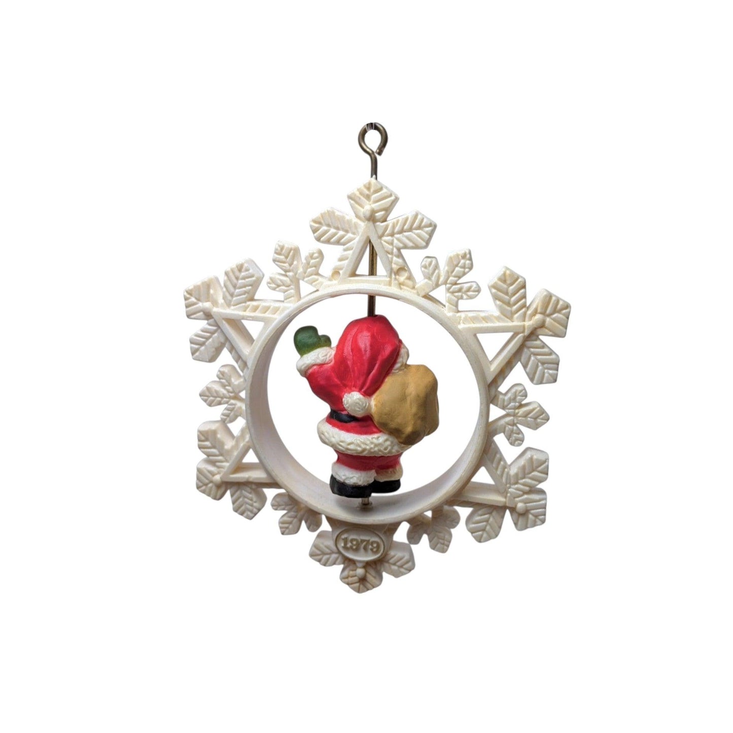 1979 Santa’s Here! (Snowflake) Hallmark Ornament QX138-7 Image3