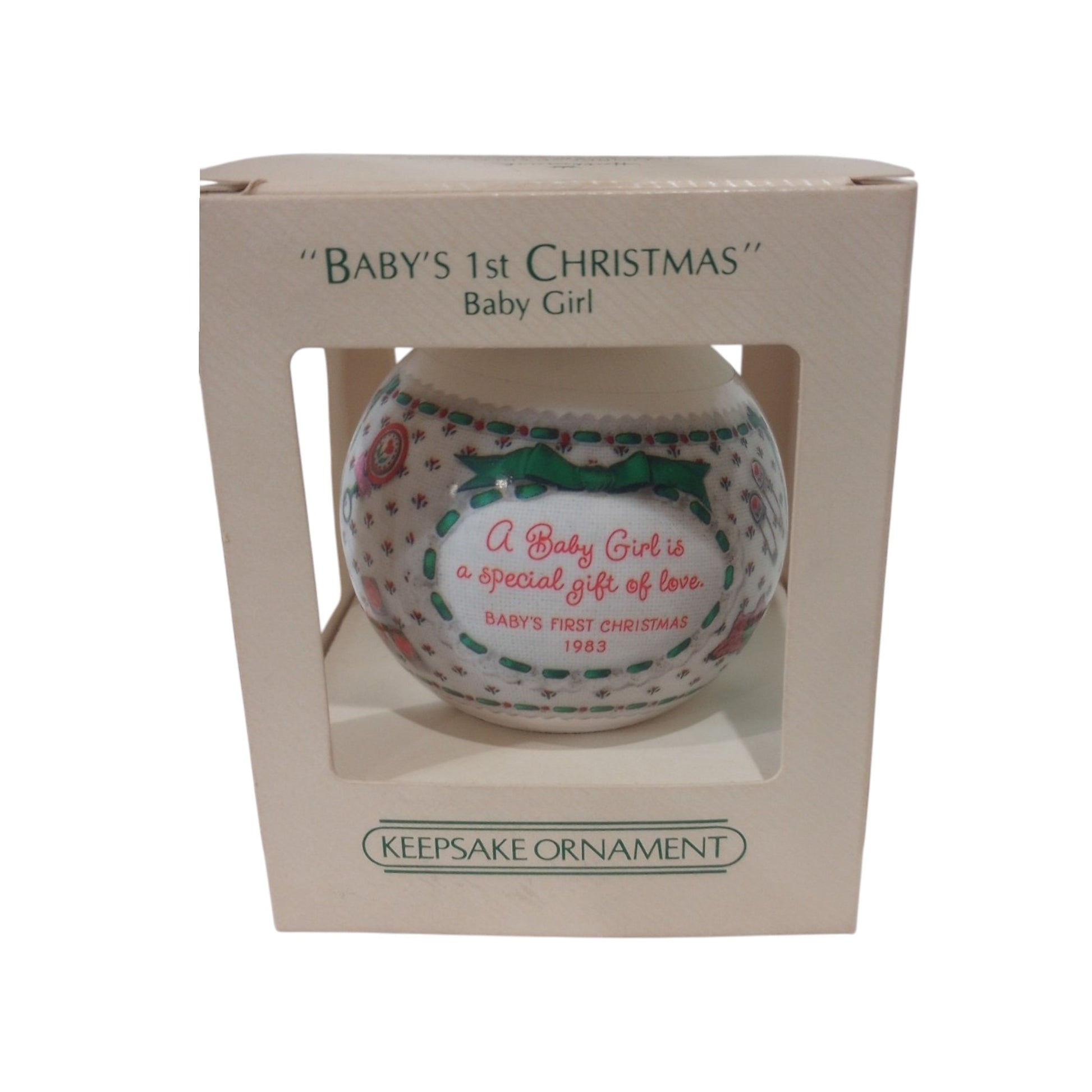 1983 Baby’s 1st Christmas (Baby Girl) (Baby’s First Christmas) Hallmark Ornament QX200-7 Image2
