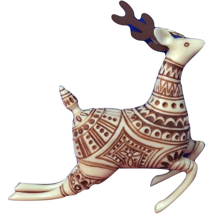 QX424-9 1983 Scrimshaw Reindeer (Reindeer) Image1