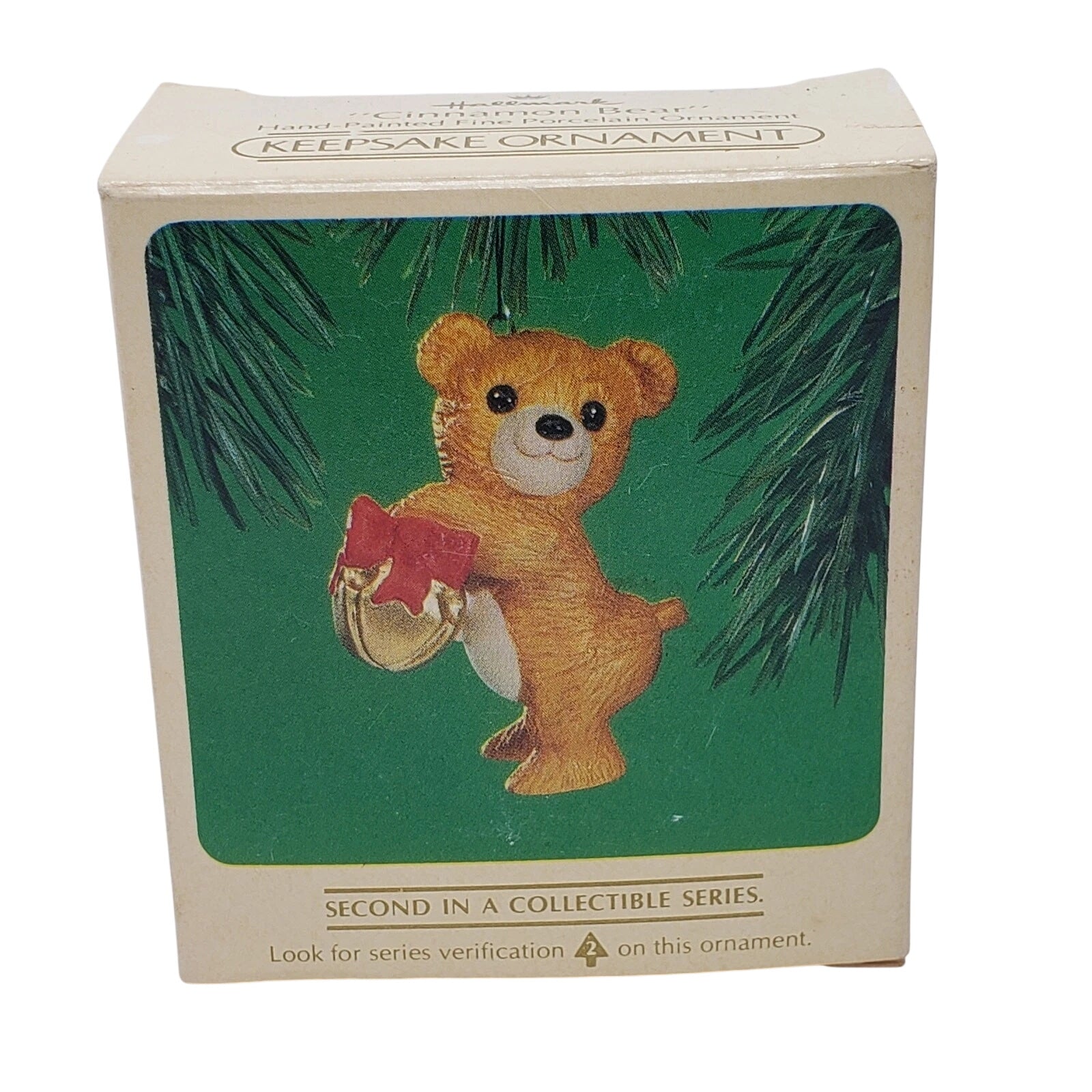 1984 Cinnamon with Jingle Bell Hallmark Ornament (Porcelain Bear) QX4541