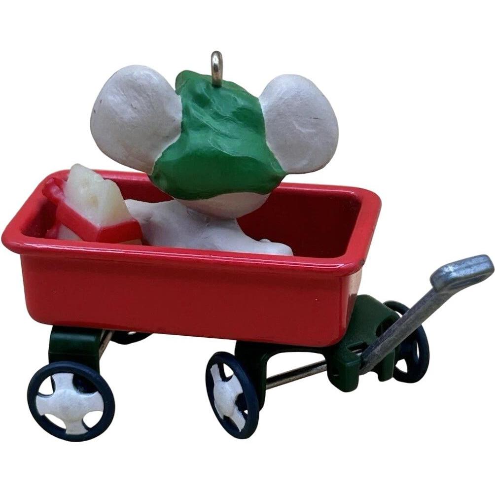 1985 Mouse Wagon Hallmark Ornament (Mouse) QX4762