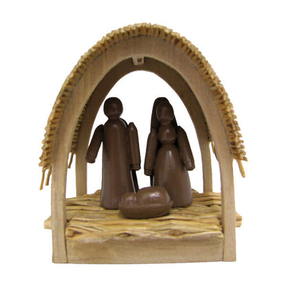 1985 Wood and Woven straw Hallmark Ornament (Miniature Creche) QX4825