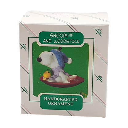 1986 Snoopy and Woodstock Hallmark Ornament (Sled) Hallmark Ornament (Peanuts) QX4383