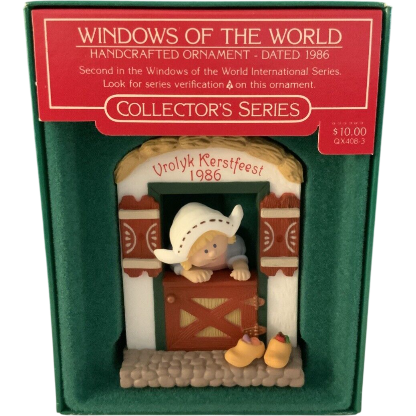 1986 Vrolyk Kerstfeest Hallmark Ornament (Windows of the World) QX4083