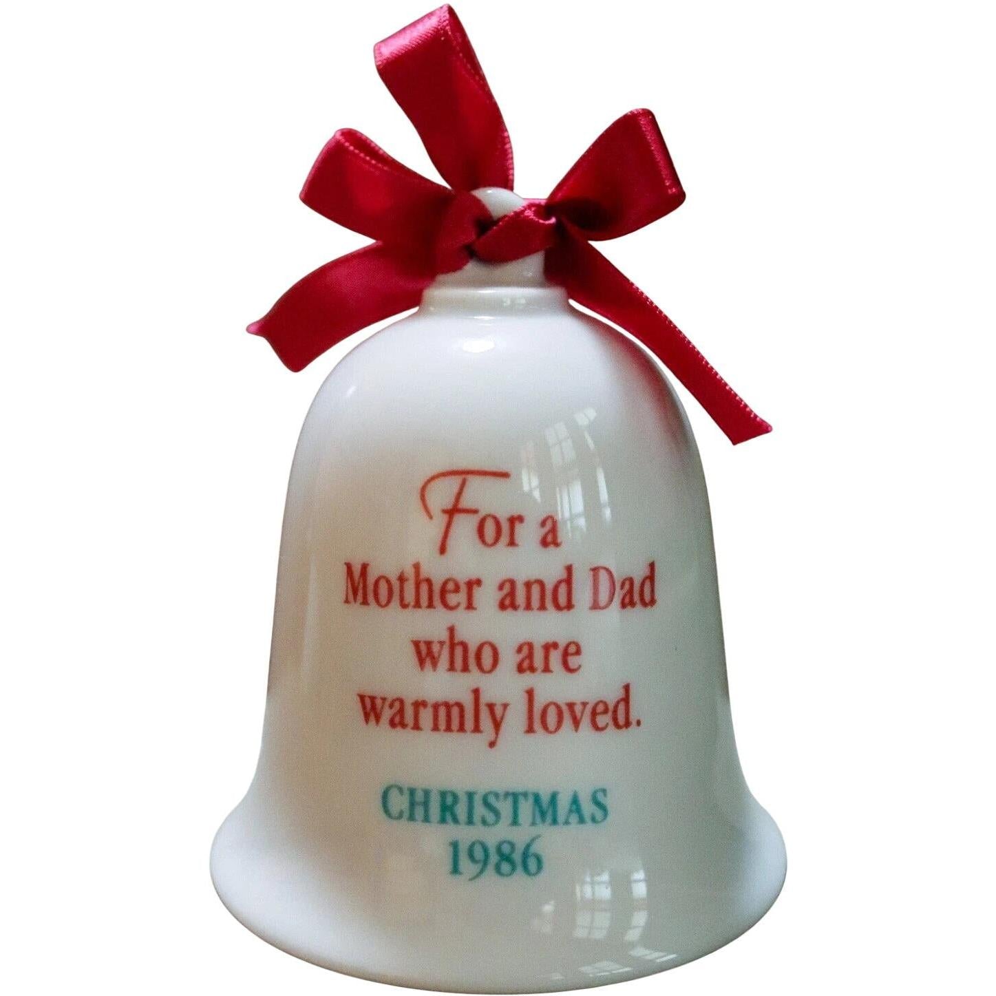 1986 Mother and Dad Porcelain Bell Hallmark Ornament (Bell) QX4316