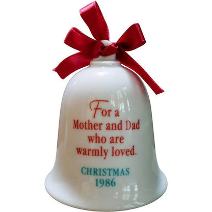 1986 Mother and Dad Porcelain Bell Hallmark Ornament (Bell) QX4316